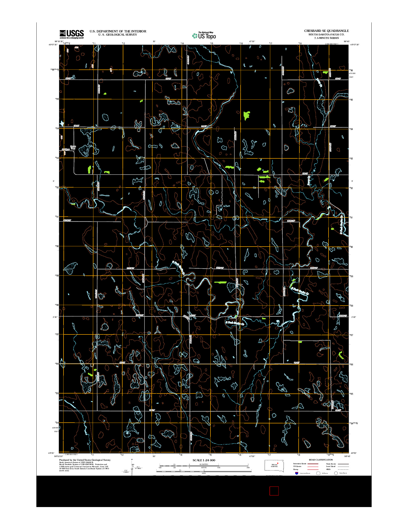 USGS US TOPO 7.5-MINUTE MAP FOR CRESBARD SE, SD 2012