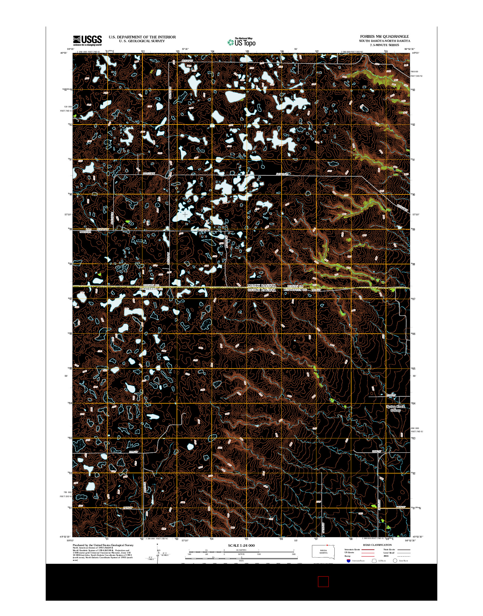 USGS US TOPO 7.5-MINUTE MAP FOR FORBES NW, SD-ND 2012