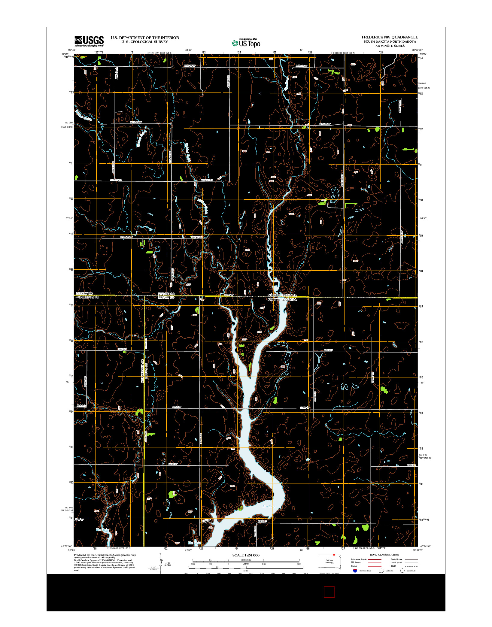 USGS US TOPO 7.5-MINUTE MAP FOR FREDERICK NW, SD-ND 2012