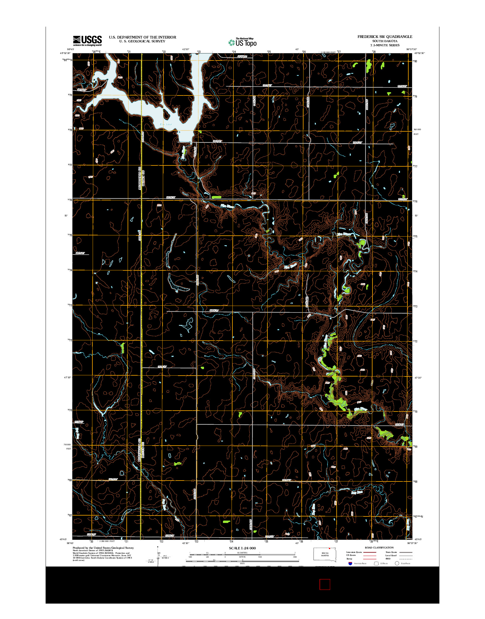 USGS US TOPO 7.5-MINUTE MAP FOR FREDERICK SW, SD 2012