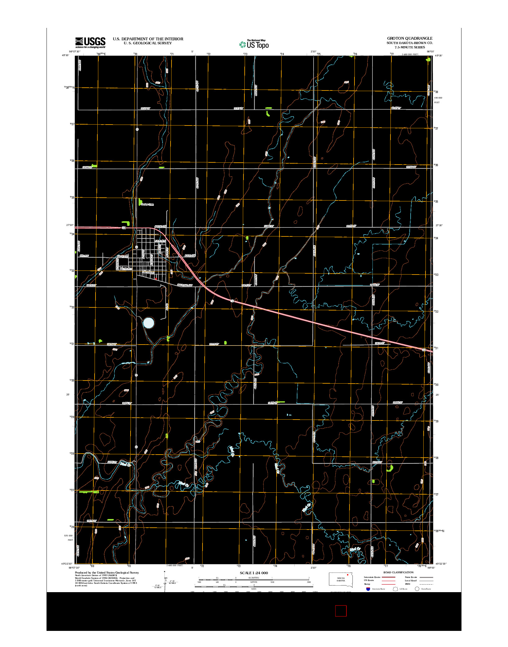 USGS US TOPO 7.5-MINUTE MAP FOR GROTON, SD 2012