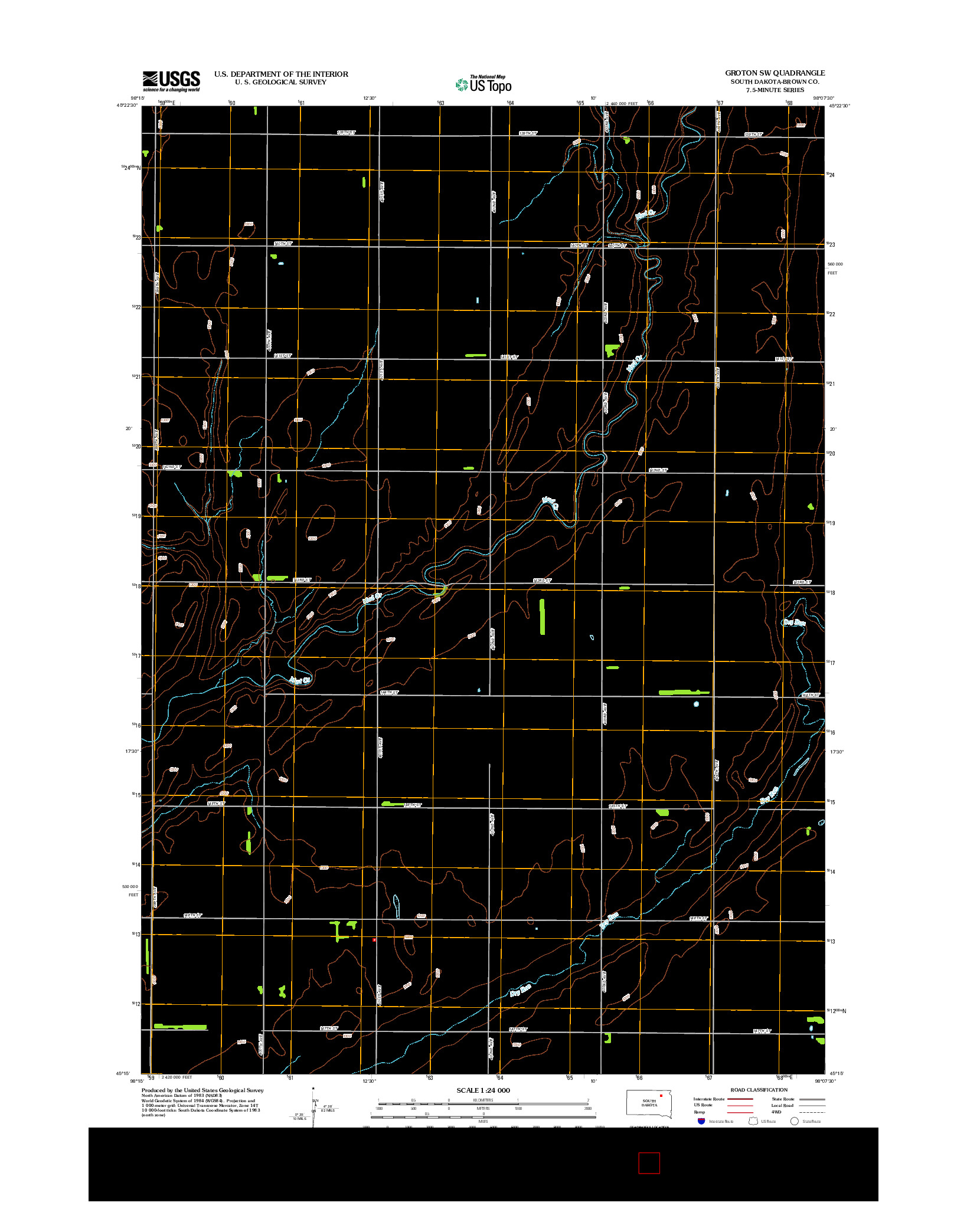 USGS US TOPO 7.5-MINUTE MAP FOR GROTON SW, SD 2012