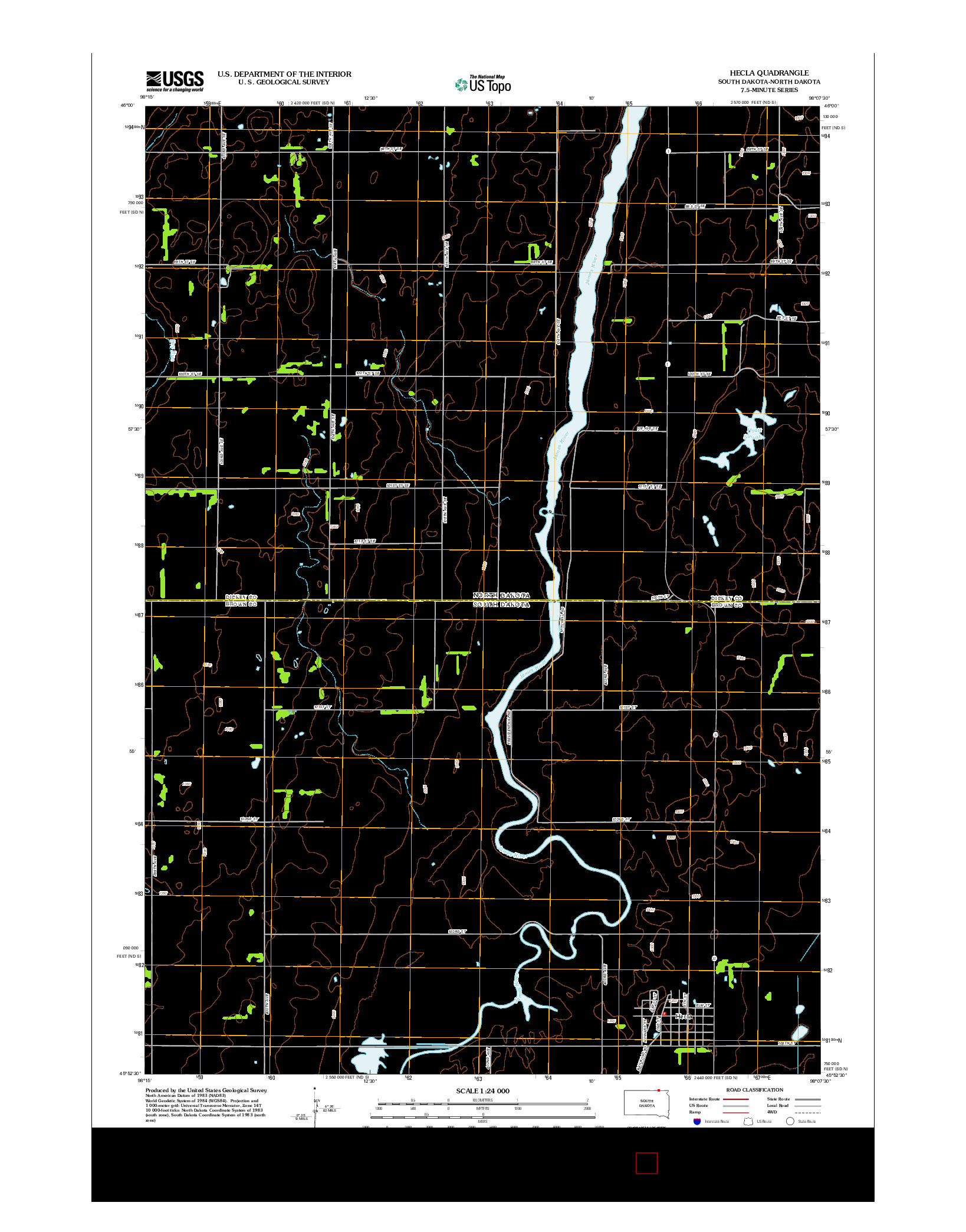 USGS US TOPO 7.5-MINUTE MAP FOR HECLA, SD-ND 2012