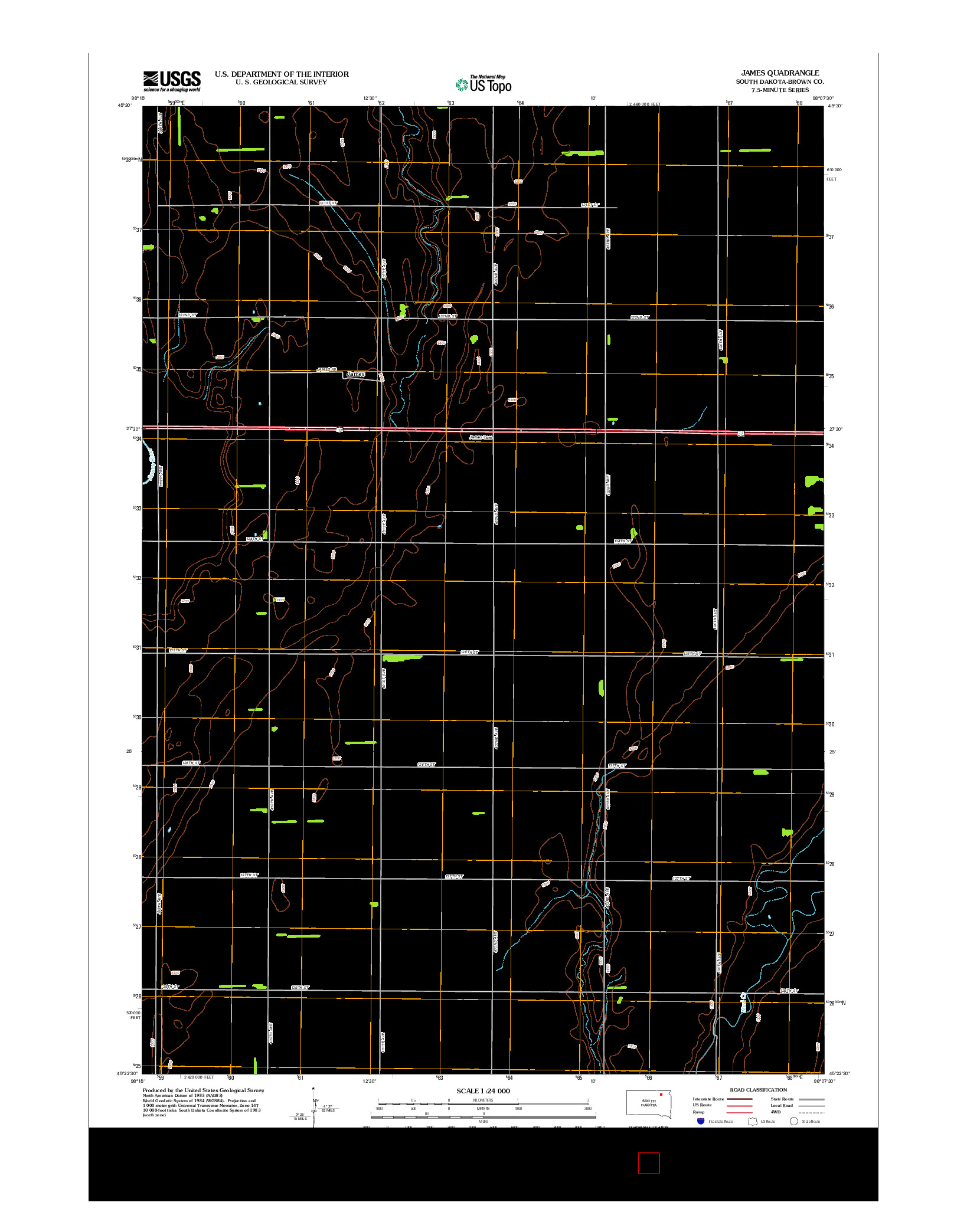 USGS US TOPO 7.5-MINUTE MAP FOR JAMES, SD 2012