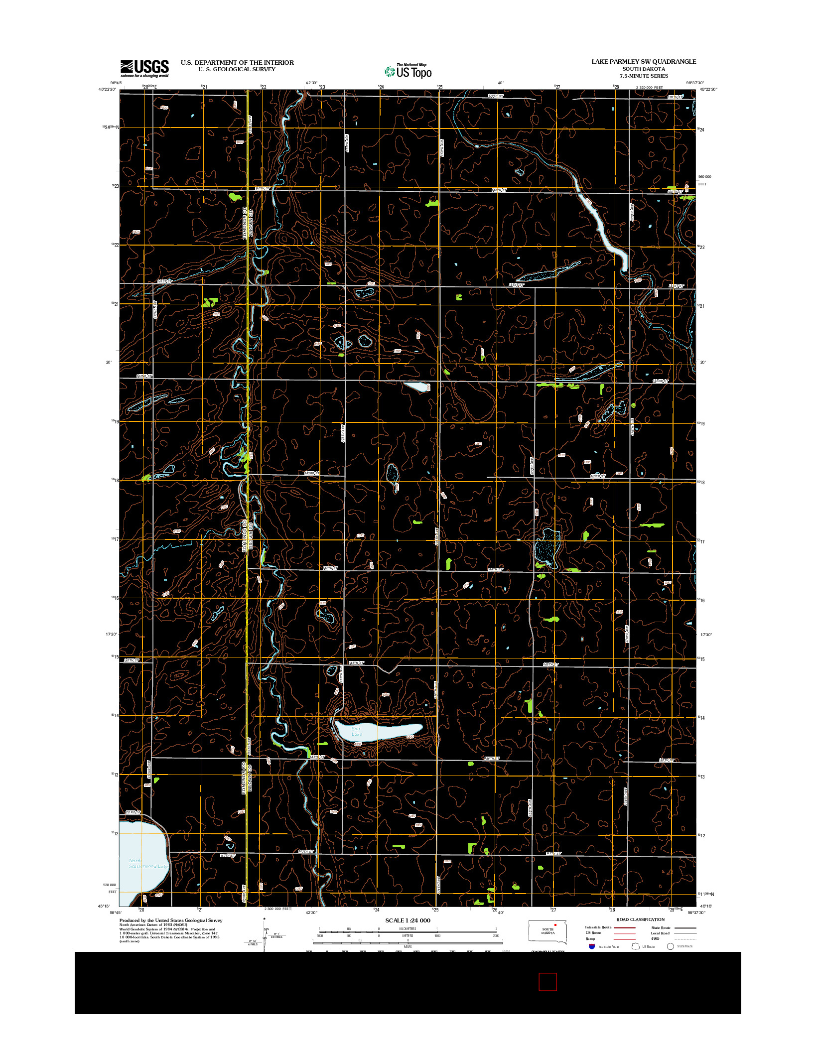 USGS US TOPO 7.5-MINUTE MAP FOR LAKE PARMLEY SW, SD 2012