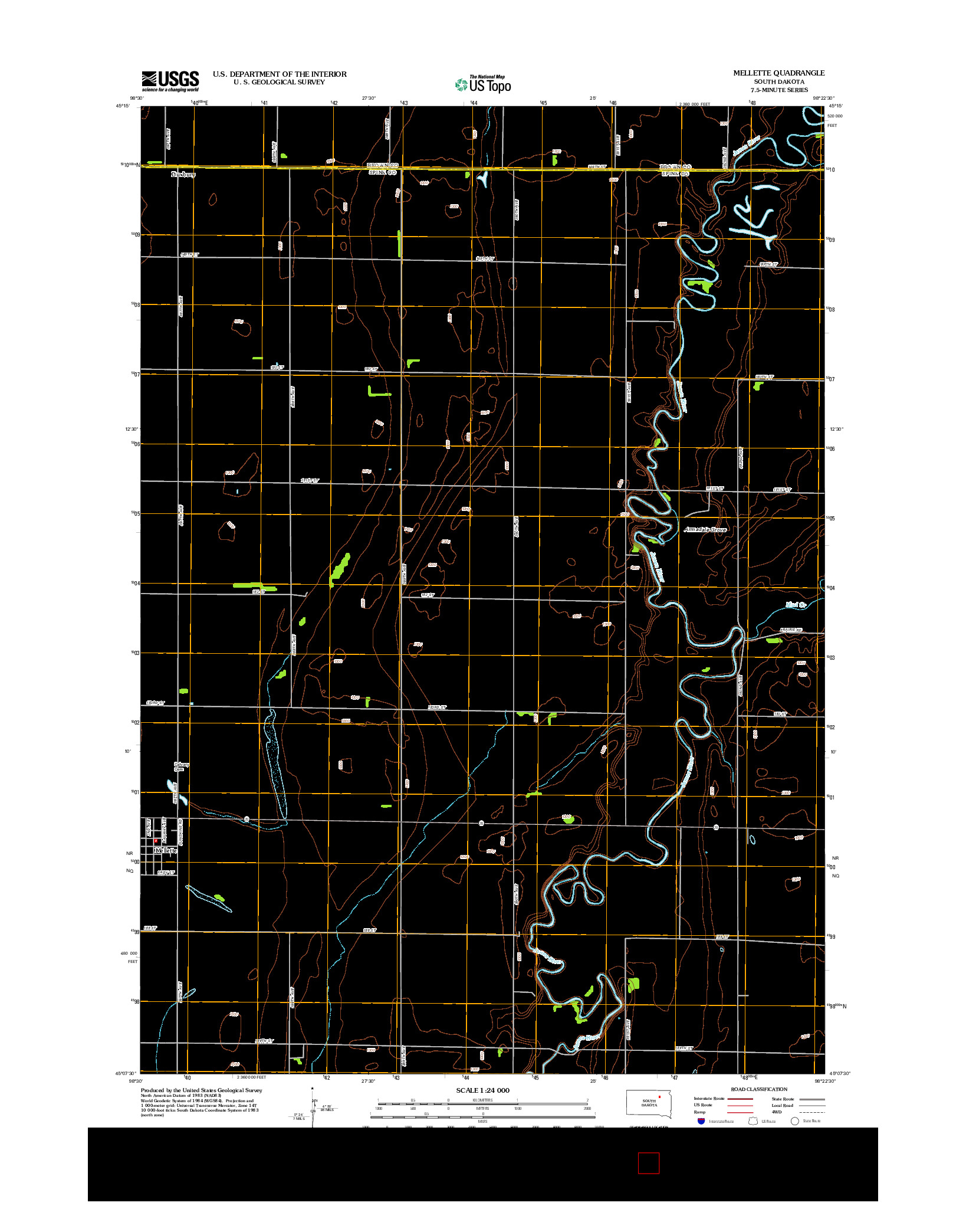 USGS US TOPO 7.5-MINUTE MAP FOR MELLETTE, SD 2012