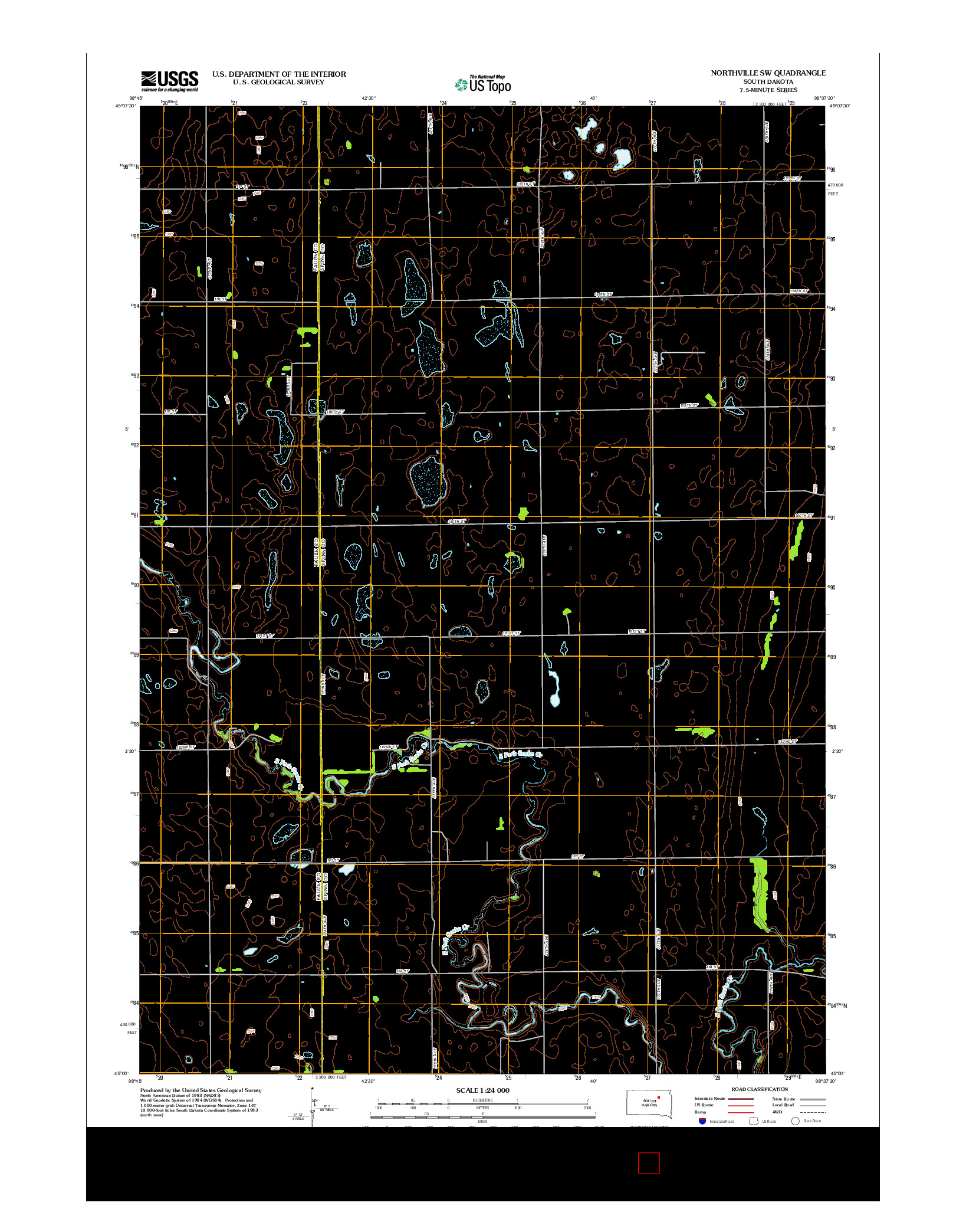 USGS US TOPO 7.5-MINUTE MAP FOR NORTHVILLE SW, SD 2012
