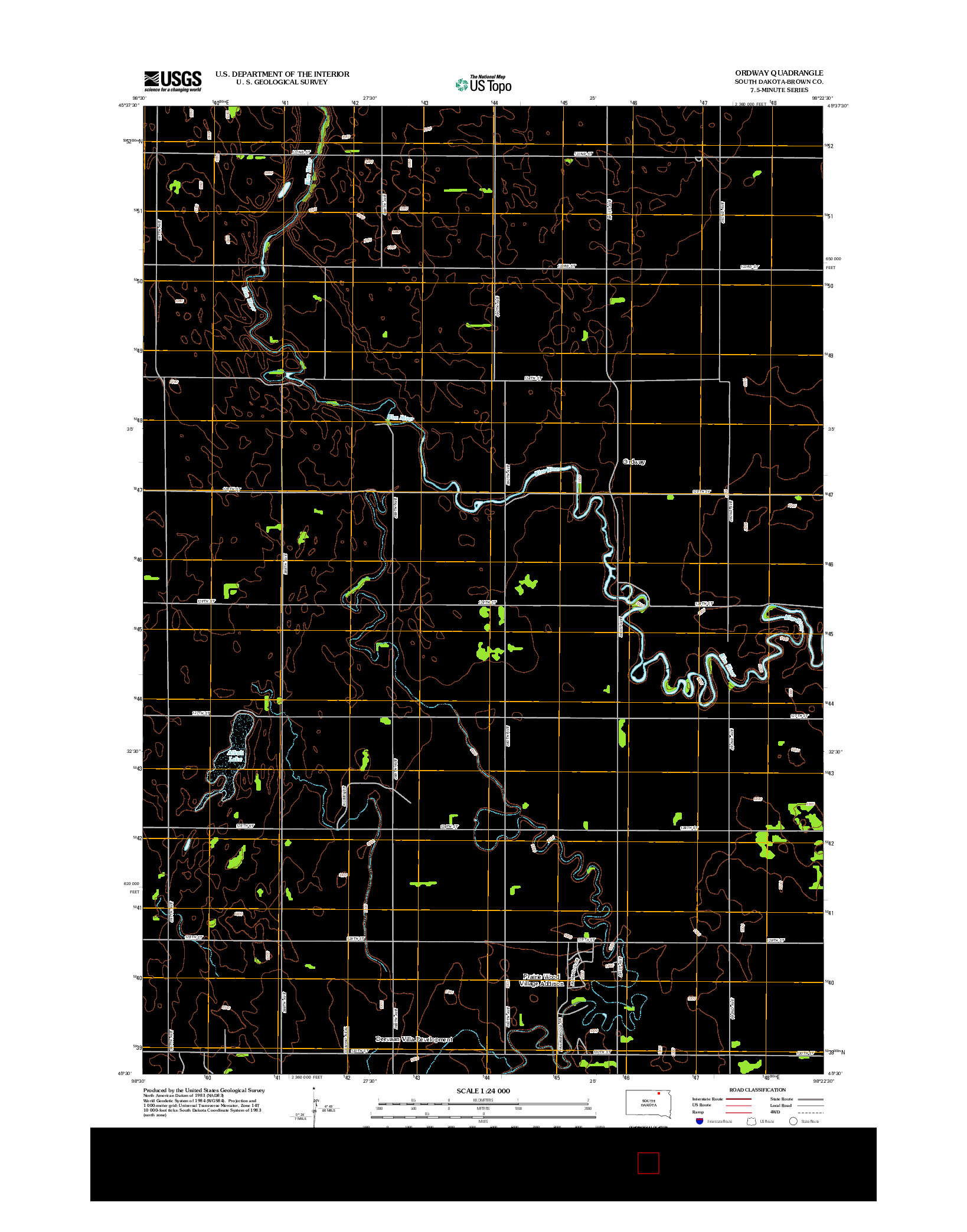 USGS US TOPO 7.5-MINUTE MAP FOR ORDWAY, SD 2012