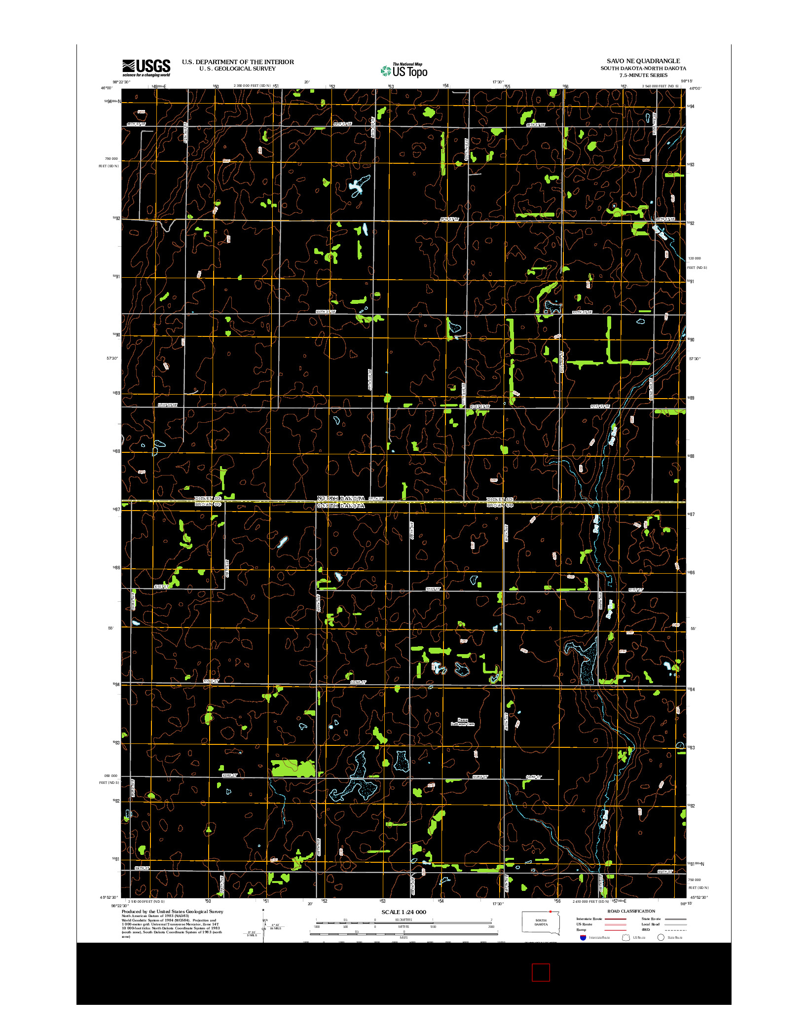 USGS US TOPO 7.5-MINUTE MAP FOR SAVO NE, SD-ND 2012