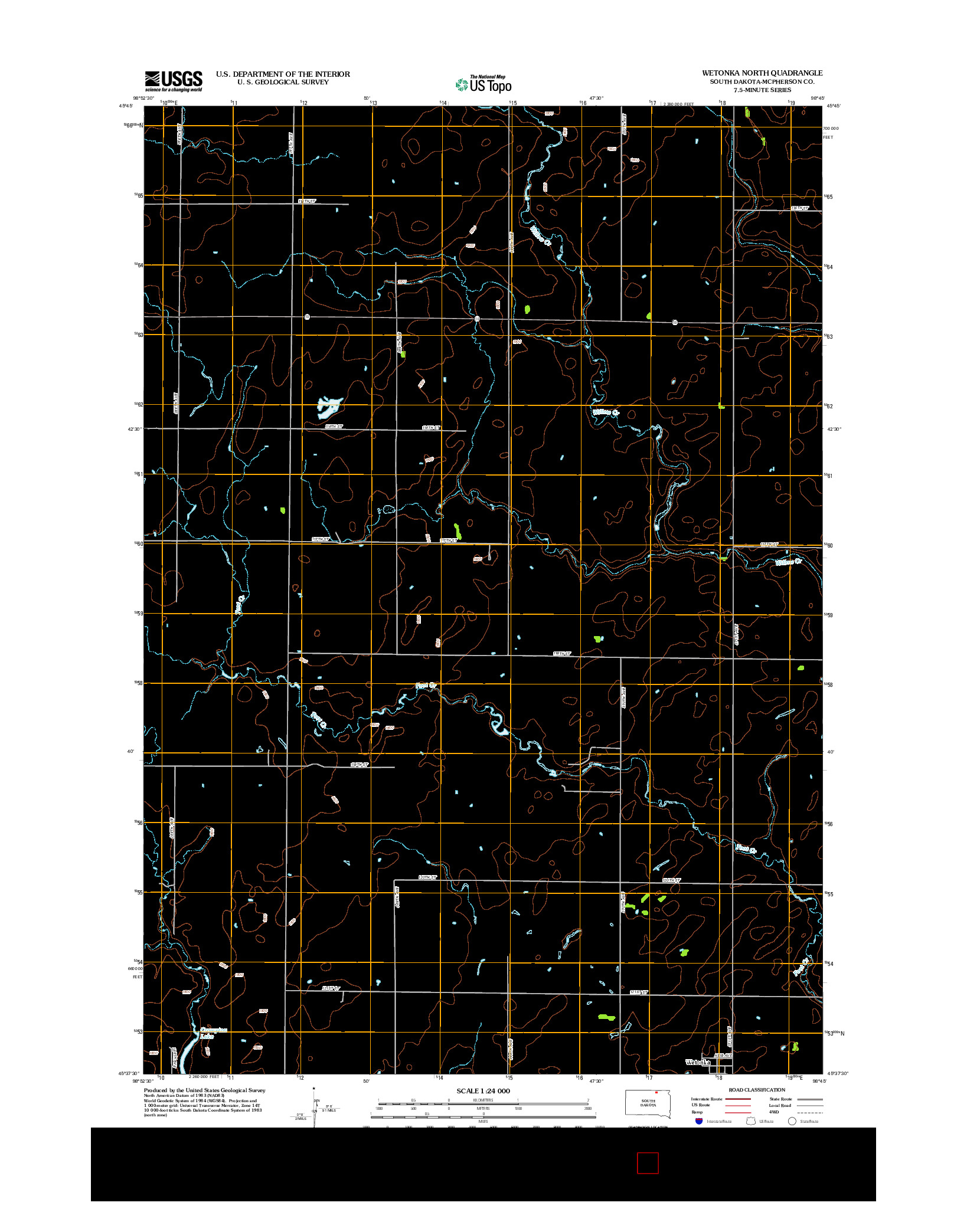 USGS US TOPO 7.5-MINUTE MAP FOR WETONKA NORTH, SD 2012