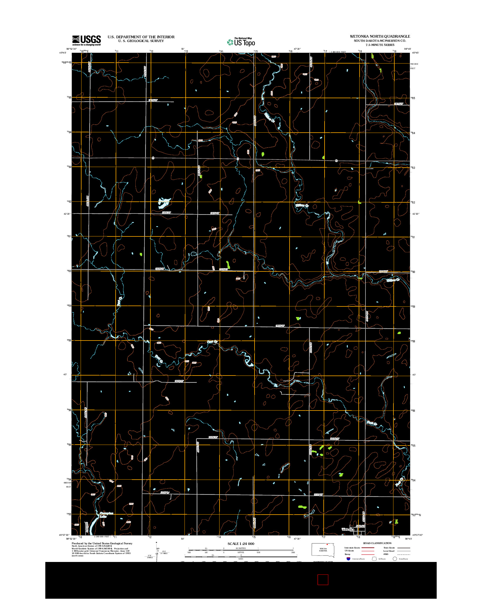 USGS US TOPO 7.5-MINUTE MAP FOR WETONKA NORTH, SD 2012