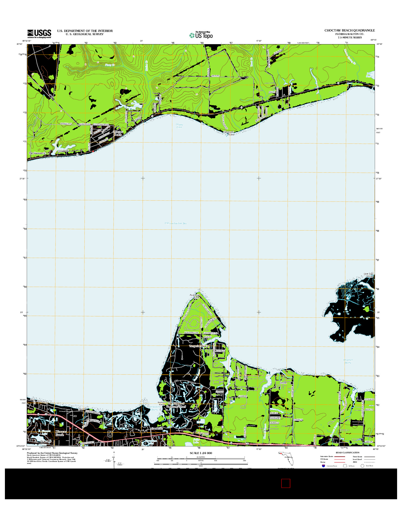 USGS US TOPO 7.5-MINUTE MAP FOR CHOCTAW BEACH, FL 2012
