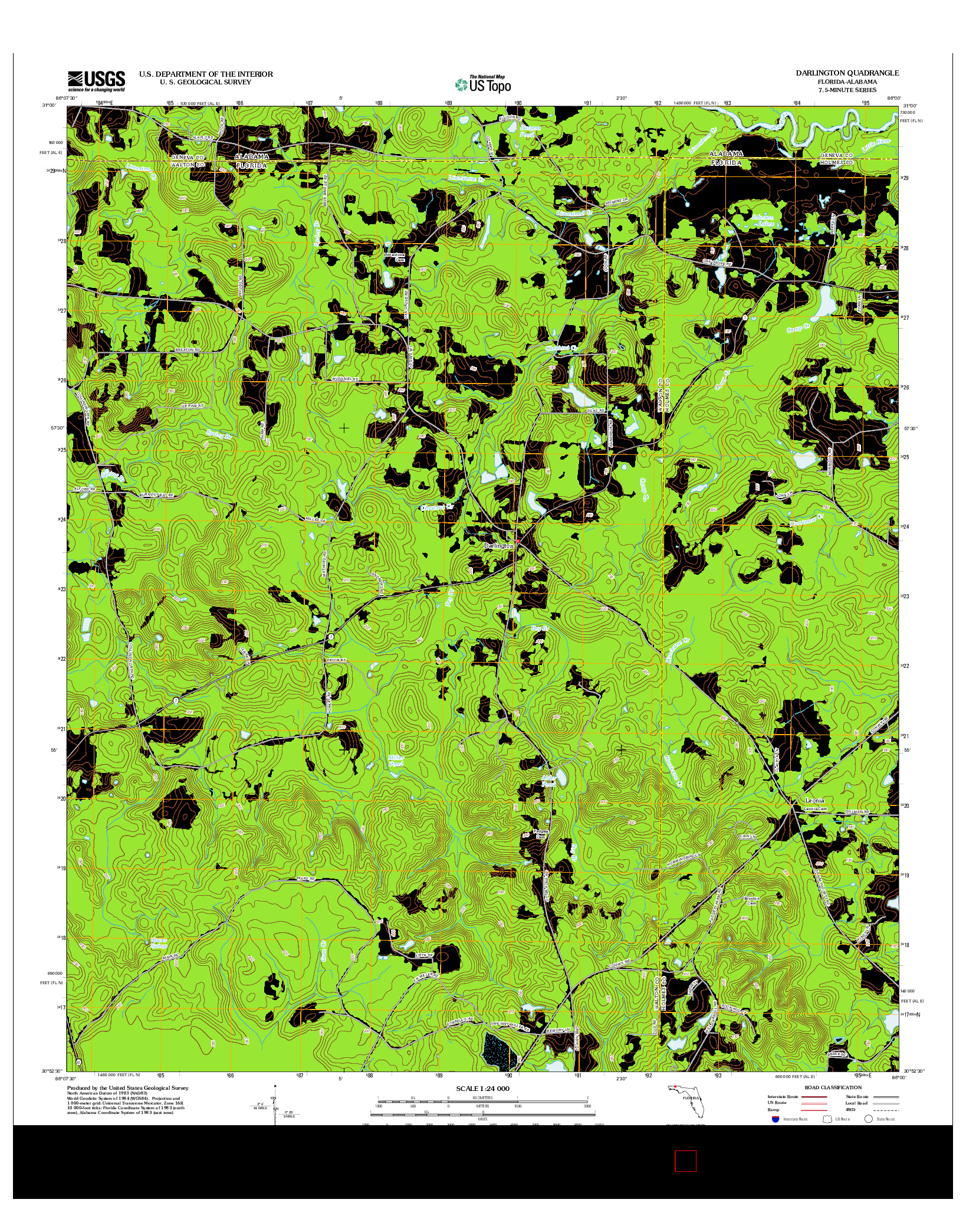 USGS US TOPO 7.5-MINUTE MAP FOR DARLINGTON, FL-AL 2012