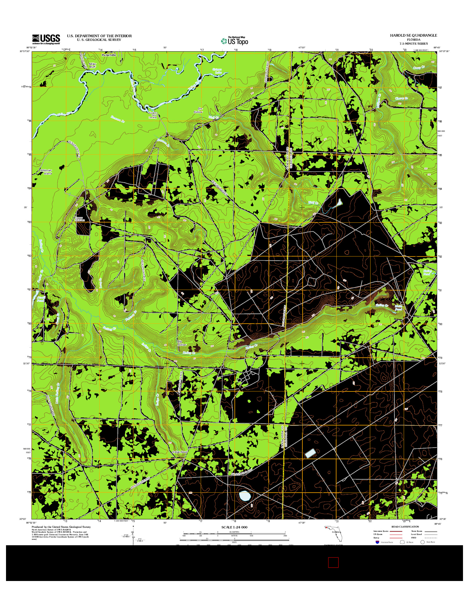 USGS US TOPO 7.5-MINUTE MAP FOR HAROLD SE, FL 2012