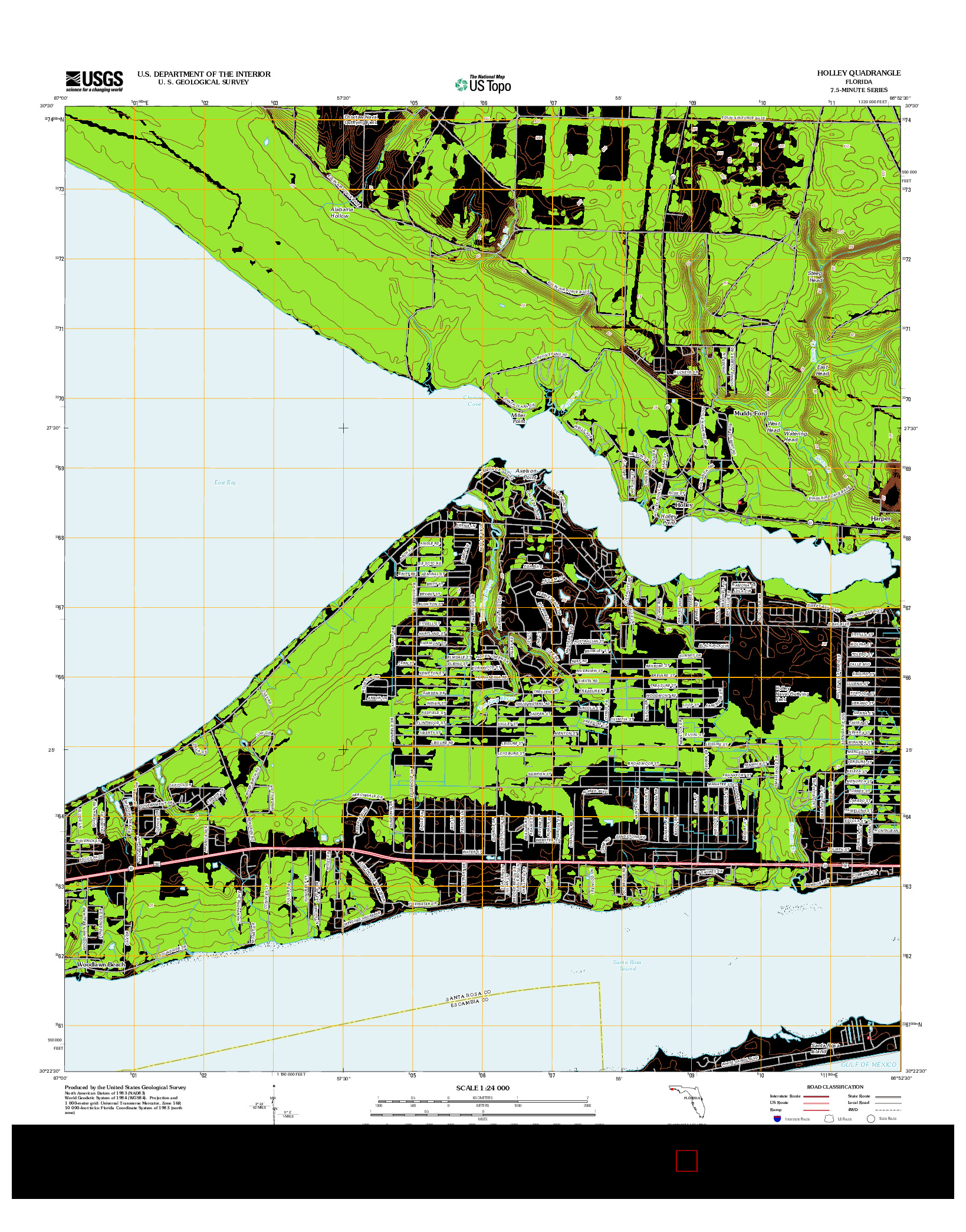 USGS US TOPO 7.5-MINUTE MAP FOR HOLLEY, FL 2012