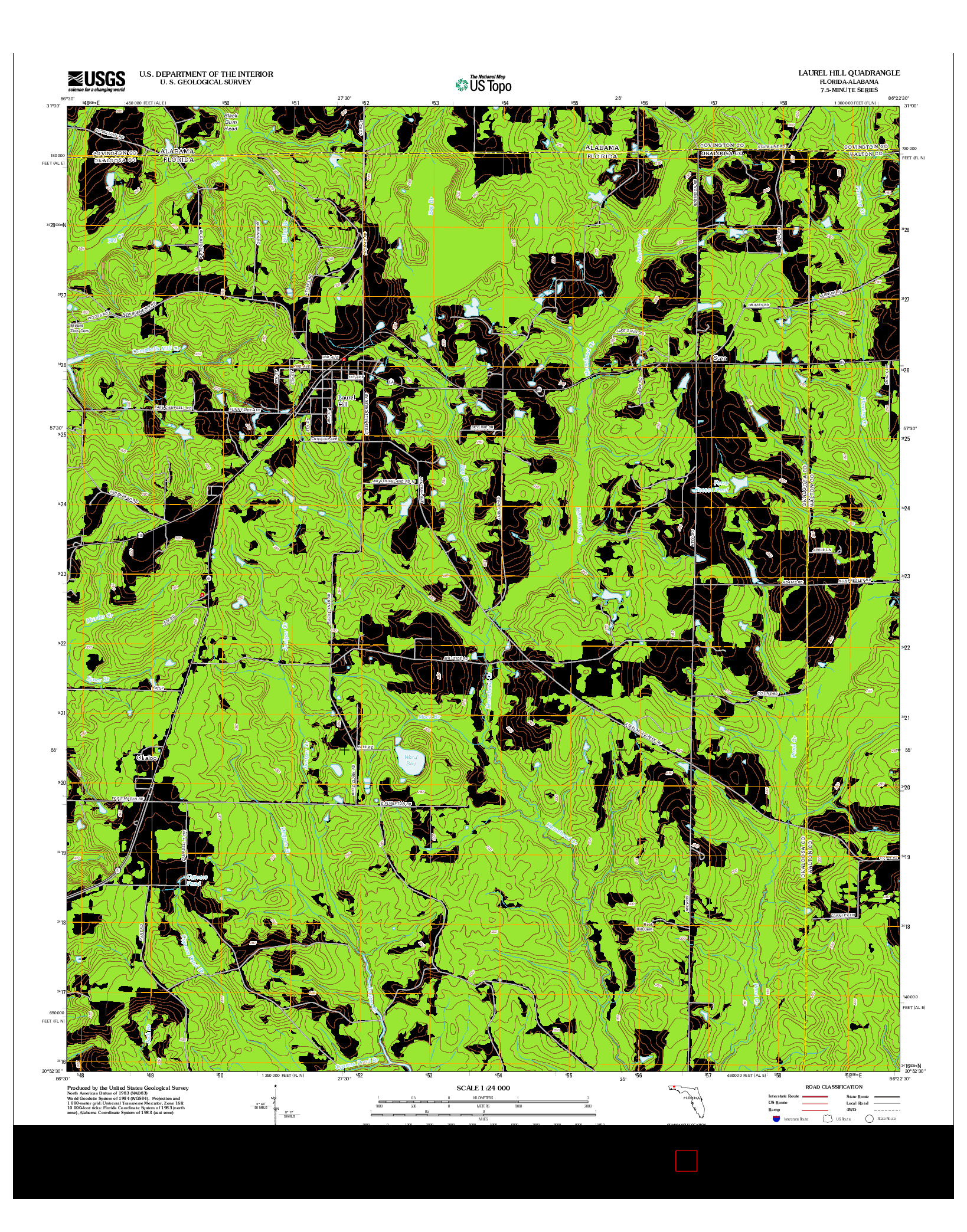 USGS US TOPO 7.5-MINUTE MAP FOR LAUREL HILL, FL-AL 2012