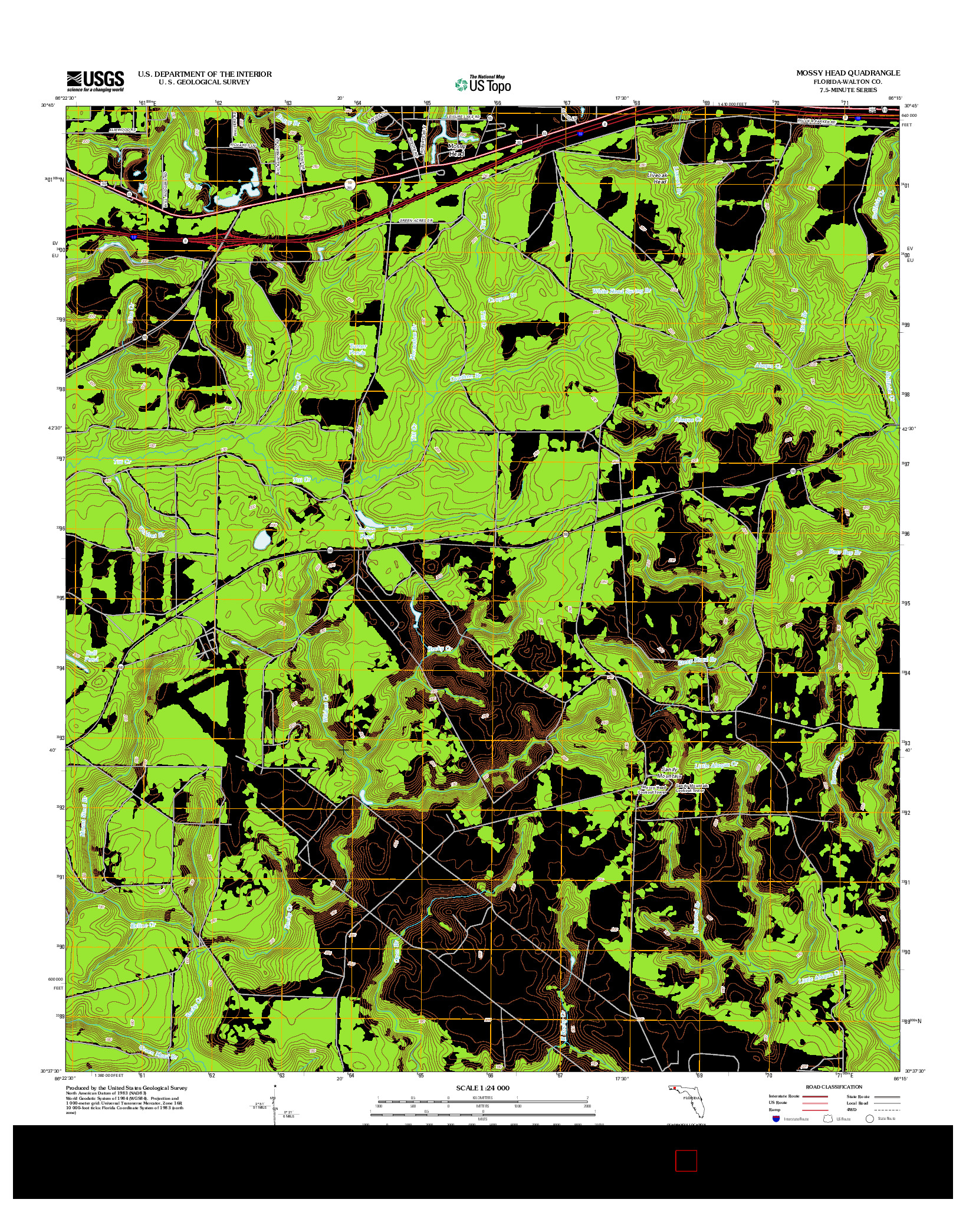 USGS US TOPO 7.5-MINUTE MAP FOR MOSSY HEAD, FL 2012