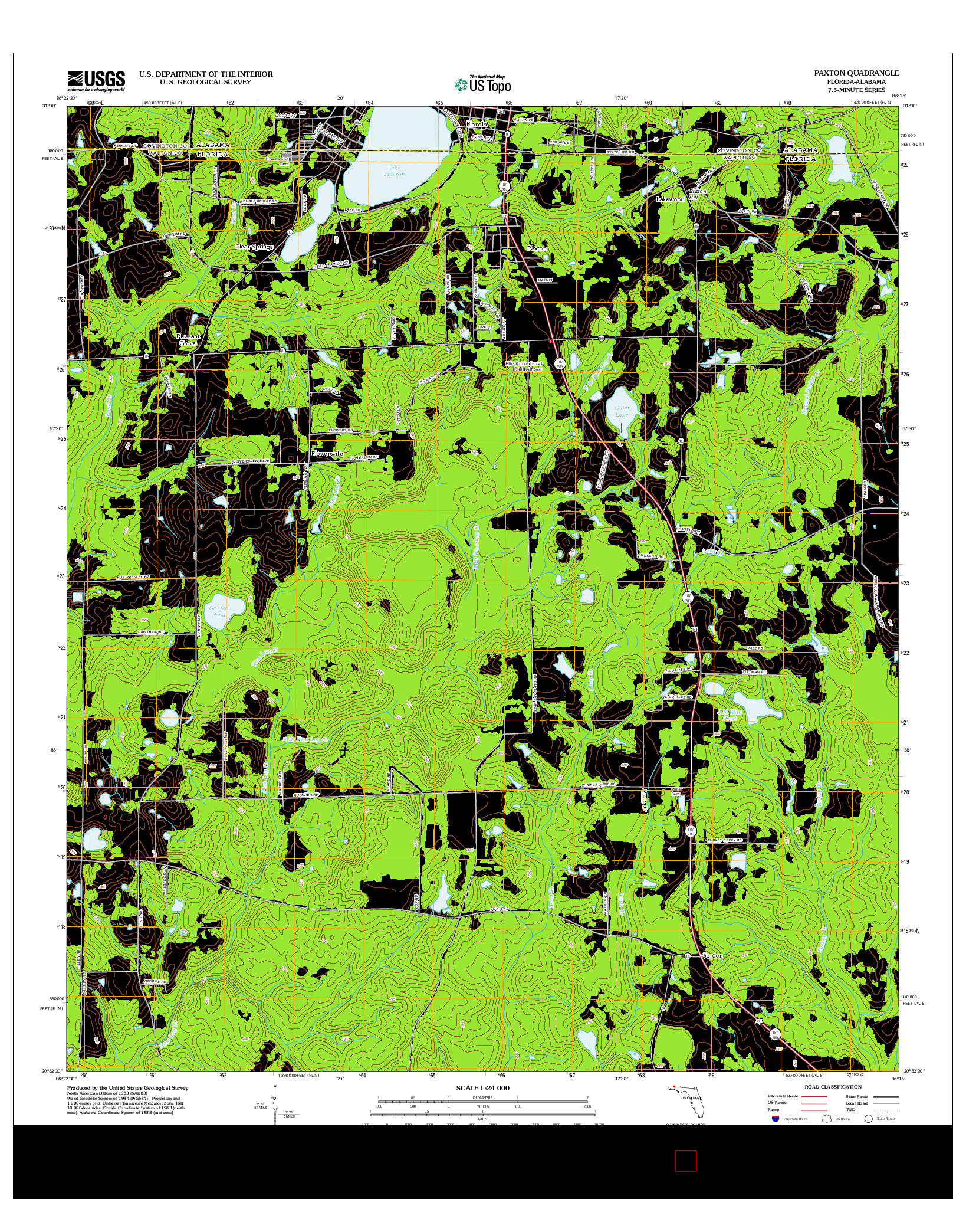 USGS US TOPO 7.5-MINUTE MAP FOR PAXTON, FL-AL 2012