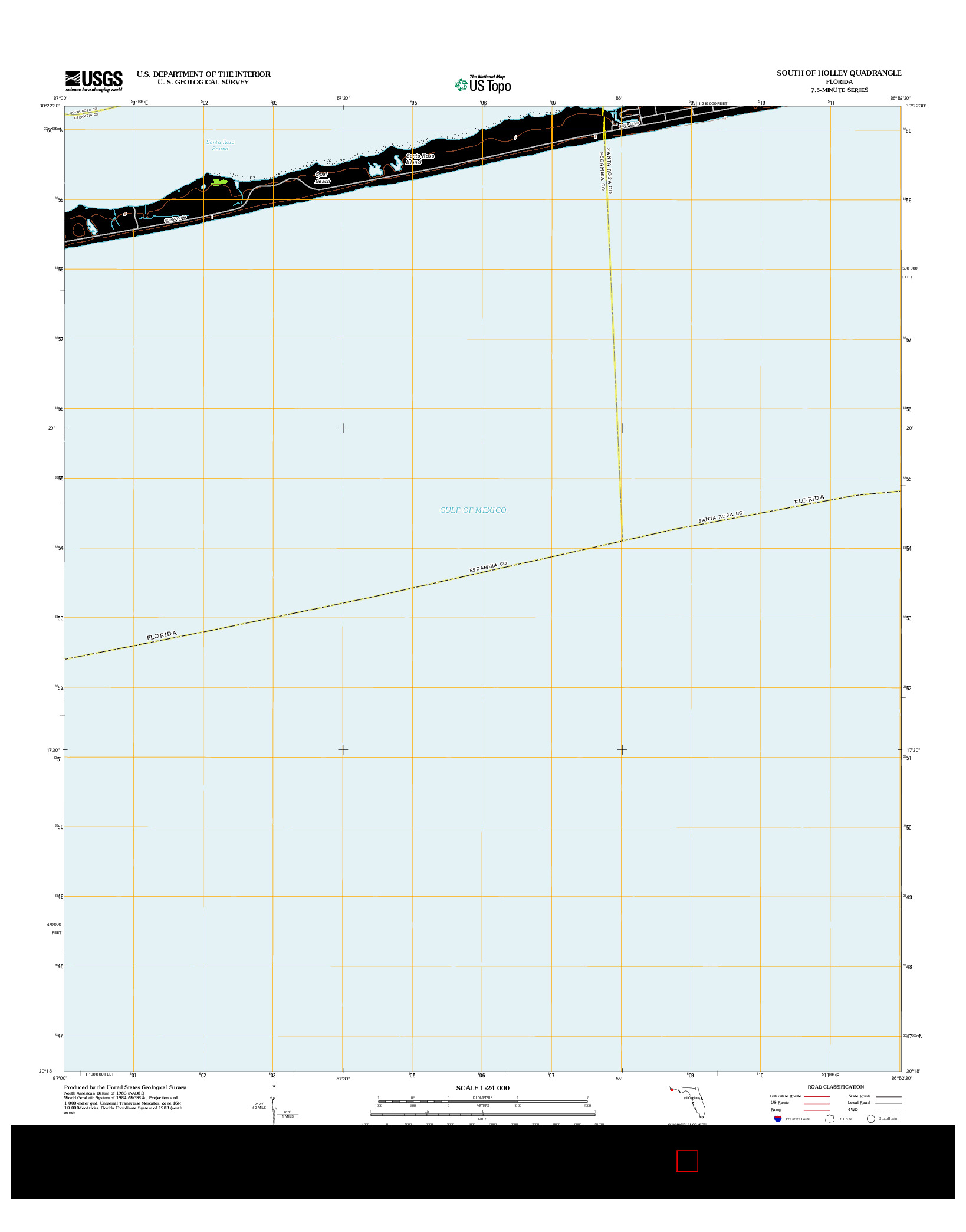 USGS US TOPO 7.5-MINUTE MAP FOR SOUTH OF HOLLEY, FL 2012