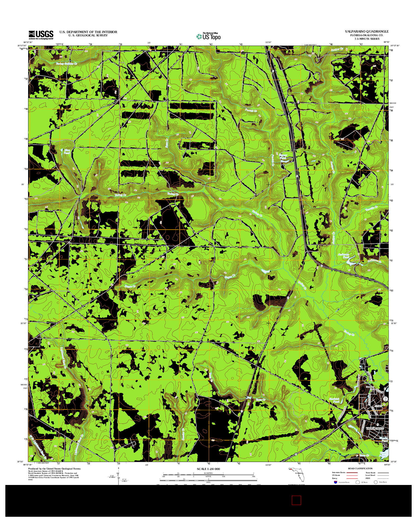 USGS US TOPO 7.5-MINUTE MAP FOR VALPARAISO, FL 2012