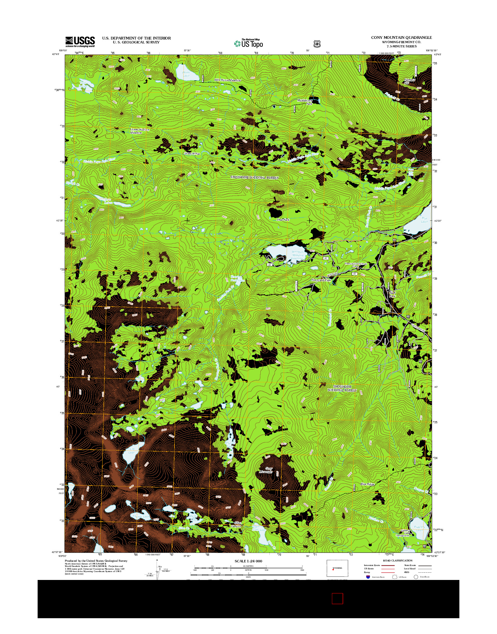 USGS US TOPO 7.5-MINUTE MAP FOR CONY MOUNTAIN, WY 2012