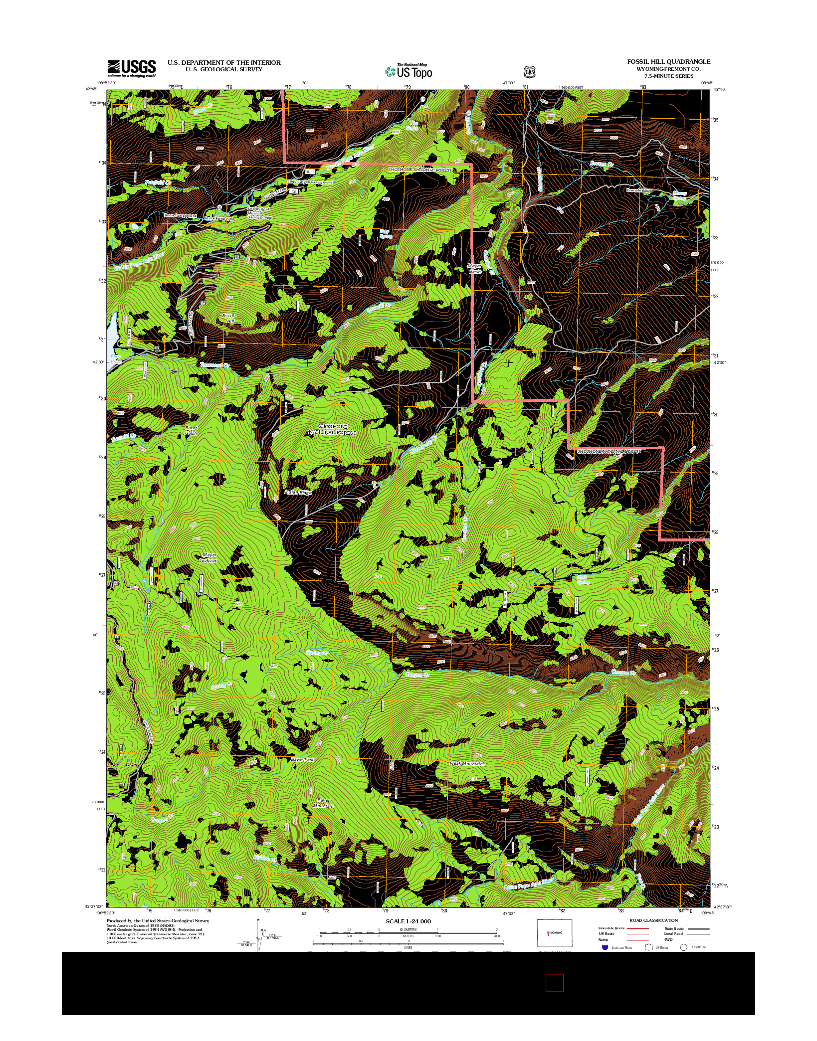 USGS US TOPO 7.5-MINUTE MAP FOR FOSSIL HILL, WY 2012