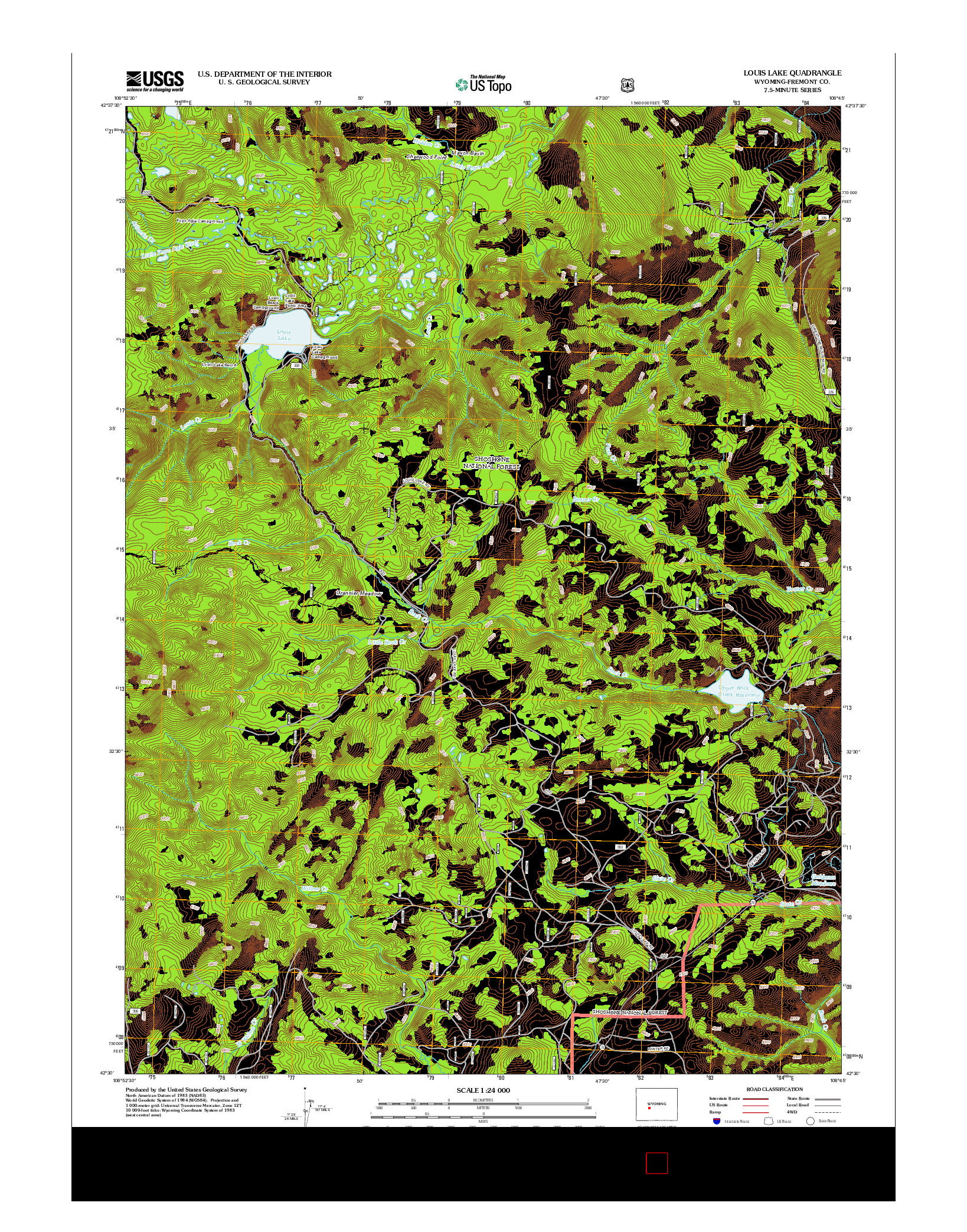 USGS US TOPO 7.5-MINUTE MAP FOR LOUIS LAKE, WY 2012