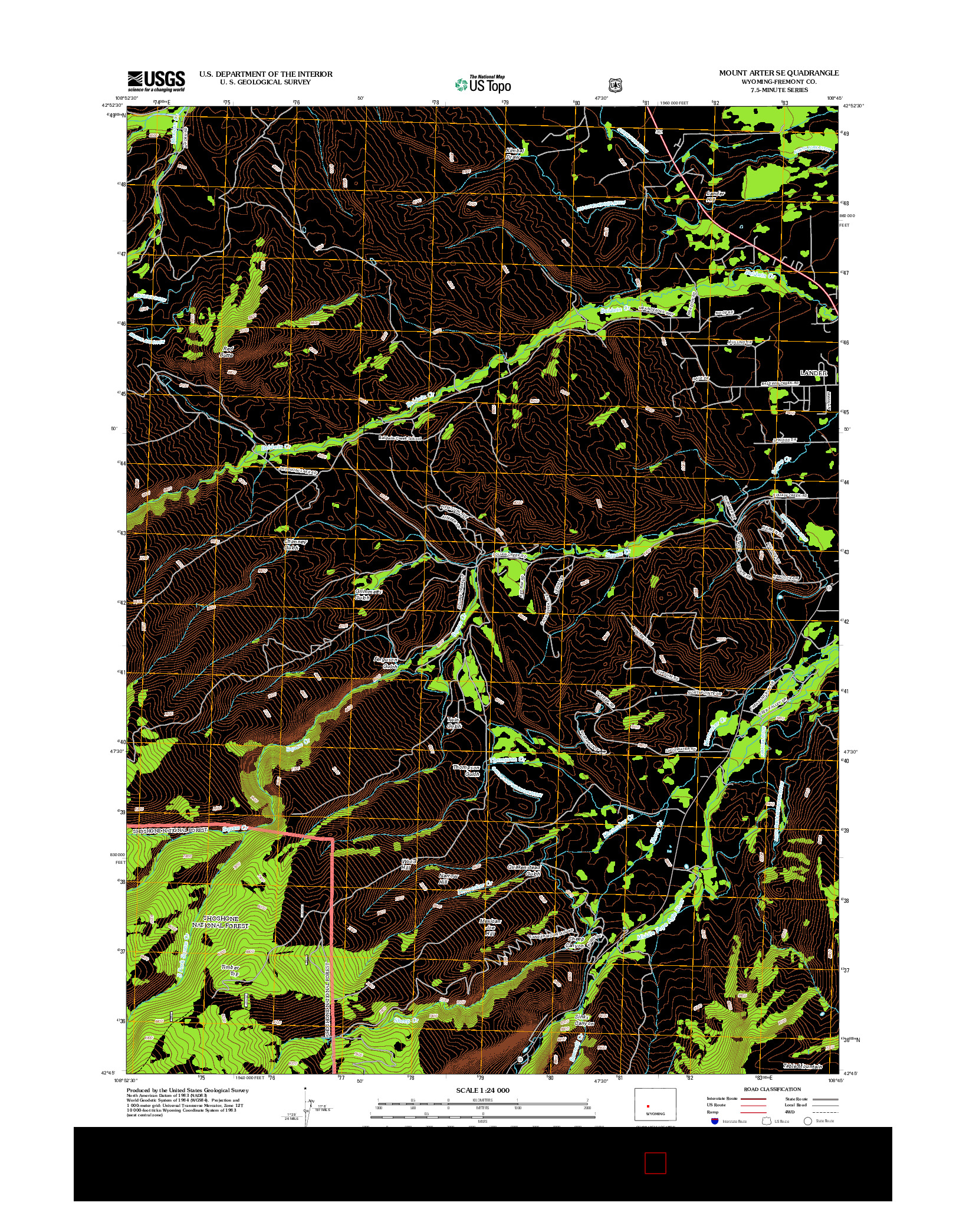 USGS US TOPO 7.5-MINUTE MAP FOR MOUNT ARTER SE, WY 2012