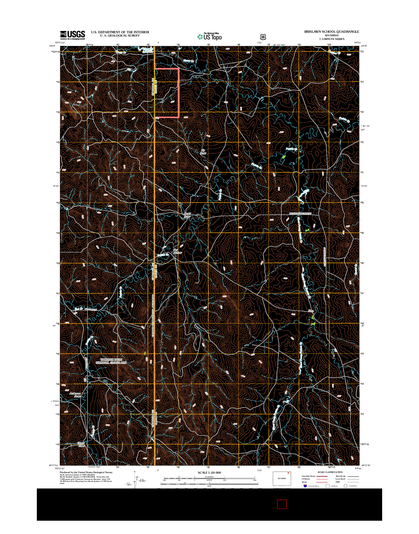 USGS US TOPO 7.5-MINUTE MAP FOR BRISLAWN SCHOOL, WY 2012