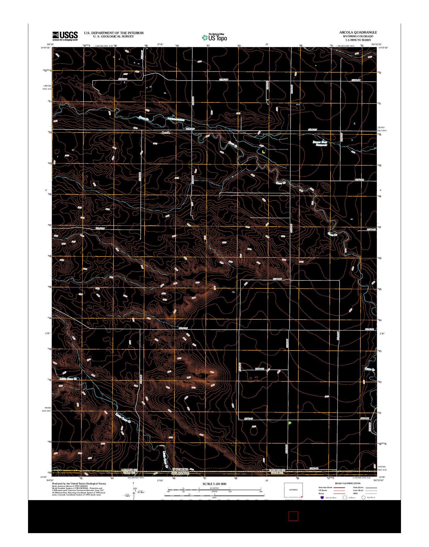 USGS US TOPO 7.5-MINUTE MAP FOR ARCOLA, WY-CO 2012