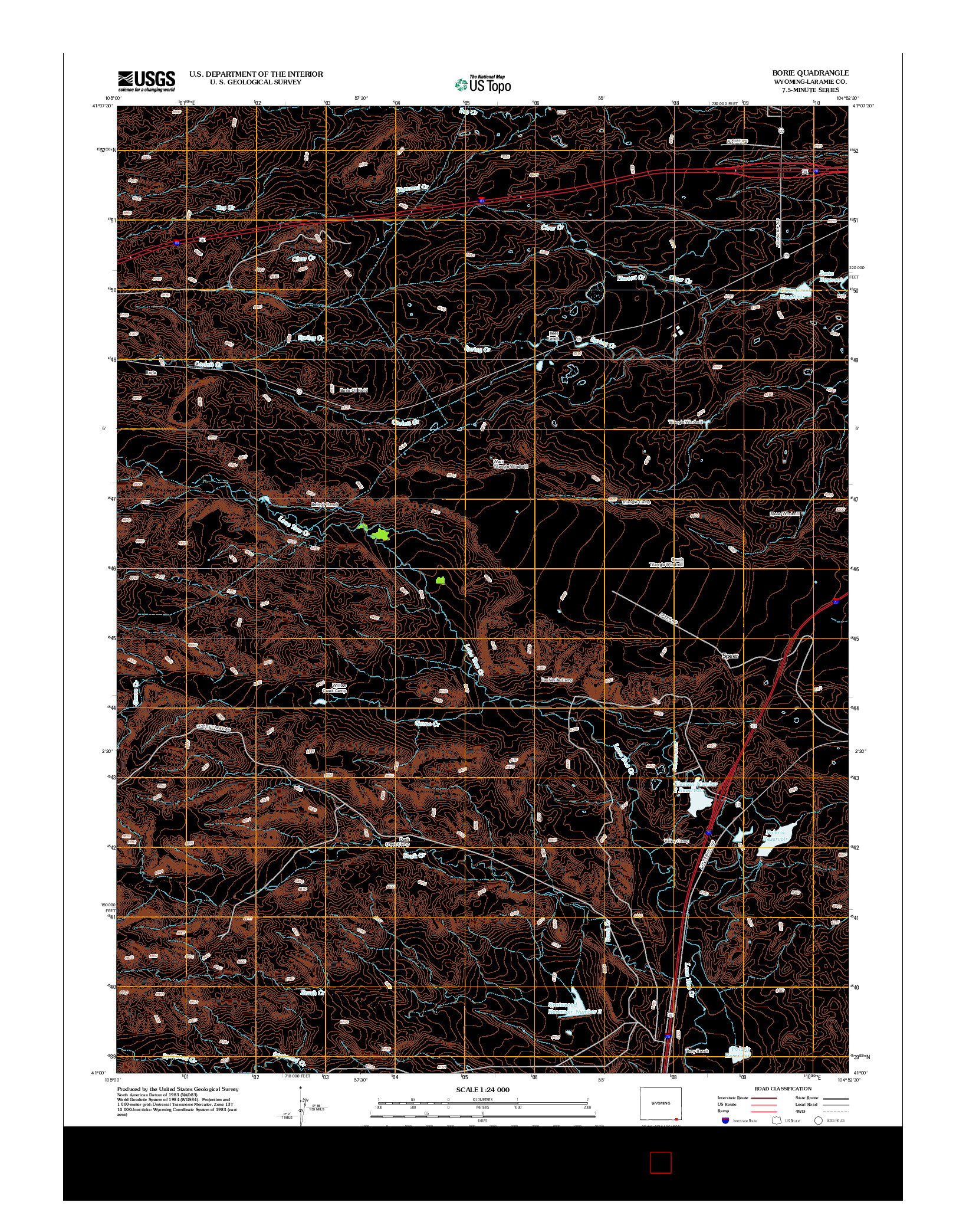 USGS US TOPO 7.5-MINUTE MAP FOR BORIE, WY 2012