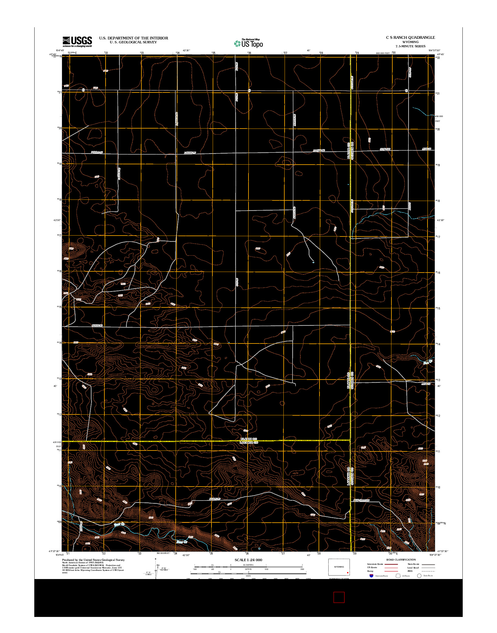 USGS US TOPO 7.5-MINUTE MAP FOR C S RANCH, WY 2012