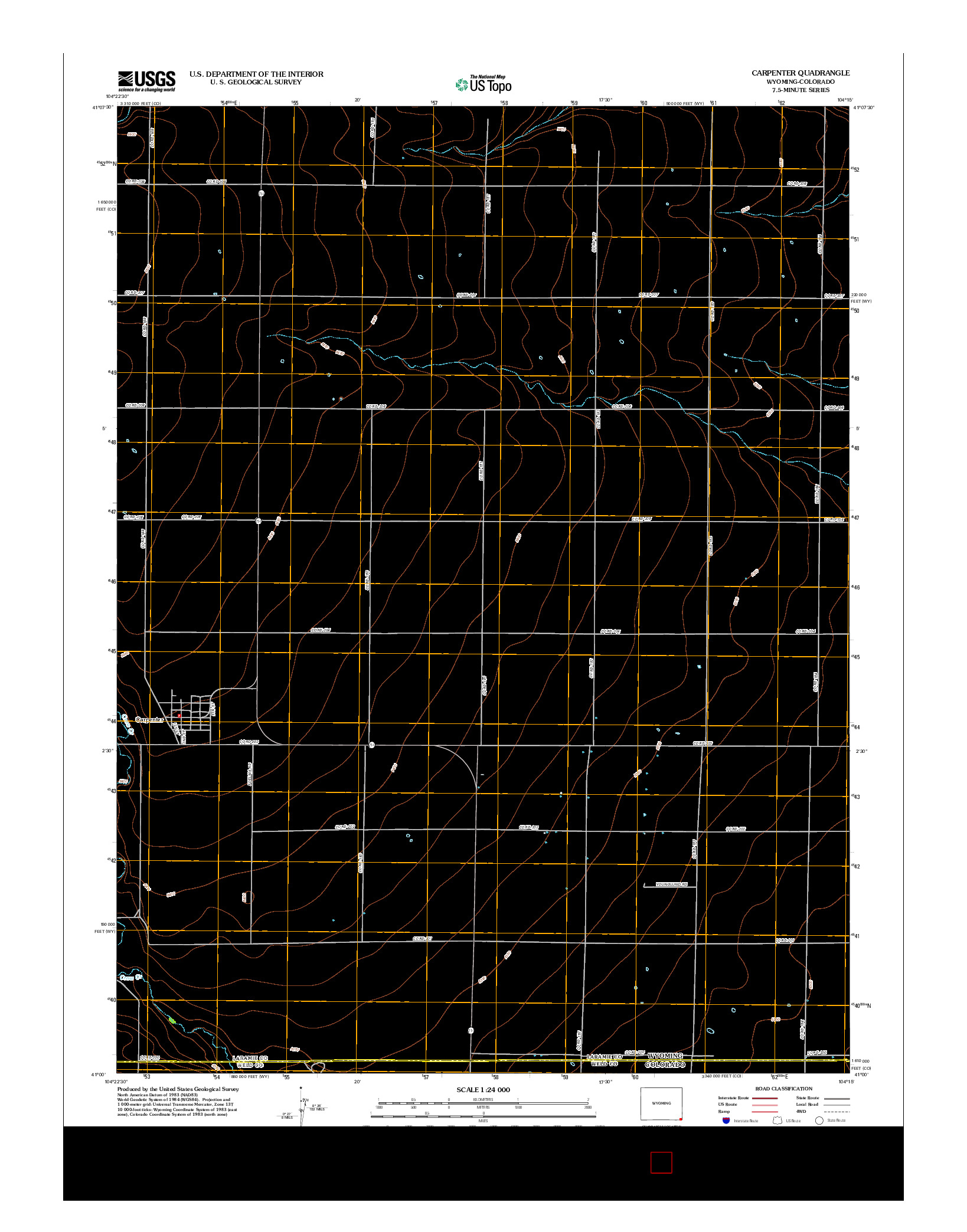 USGS US TOPO 7.5-MINUTE MAP FOR CARPENTER, WY-CO 2012