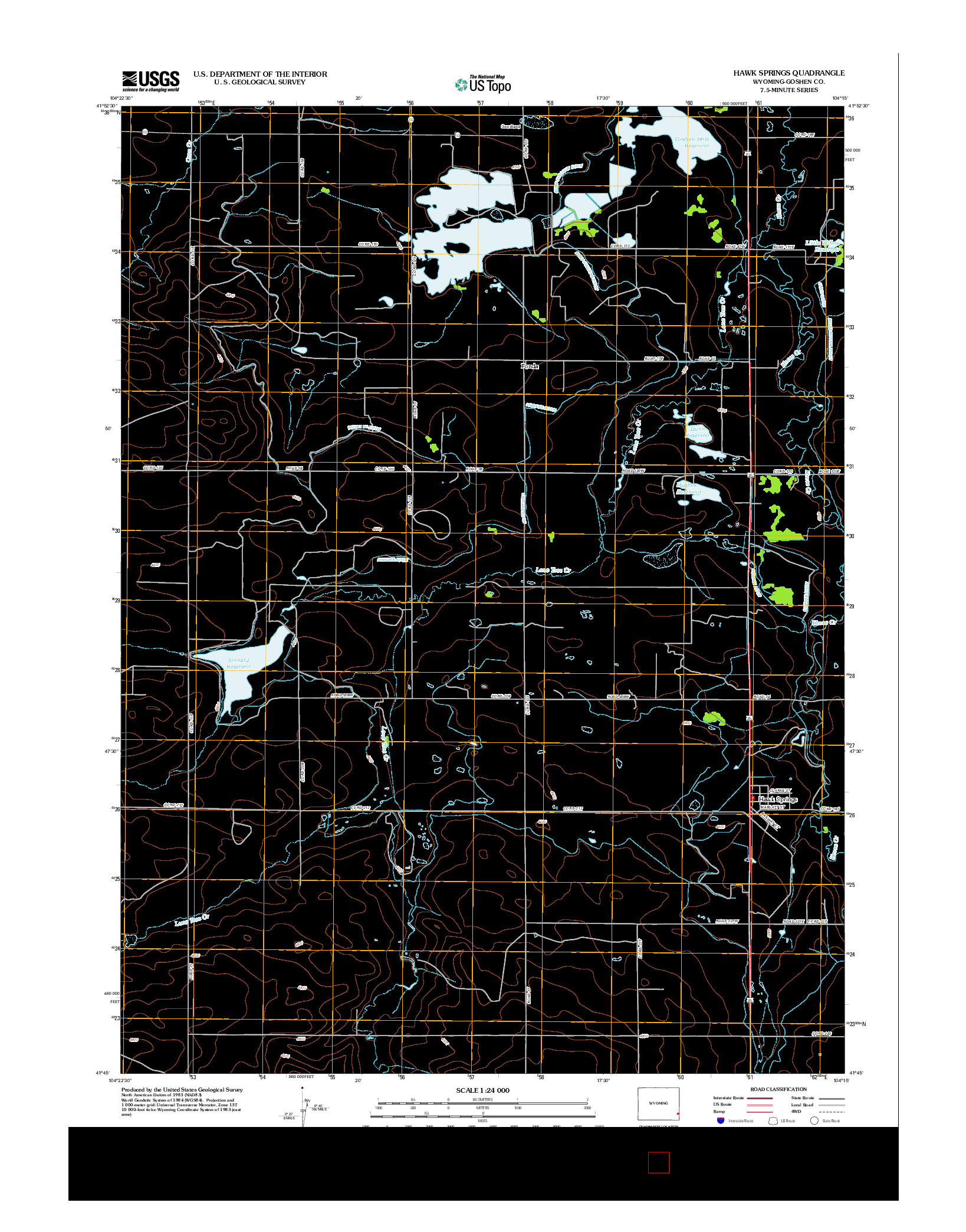 USGS US TOPO 7.5-MINUTE MAP FOR HAWK SPRINGS, WY 2012