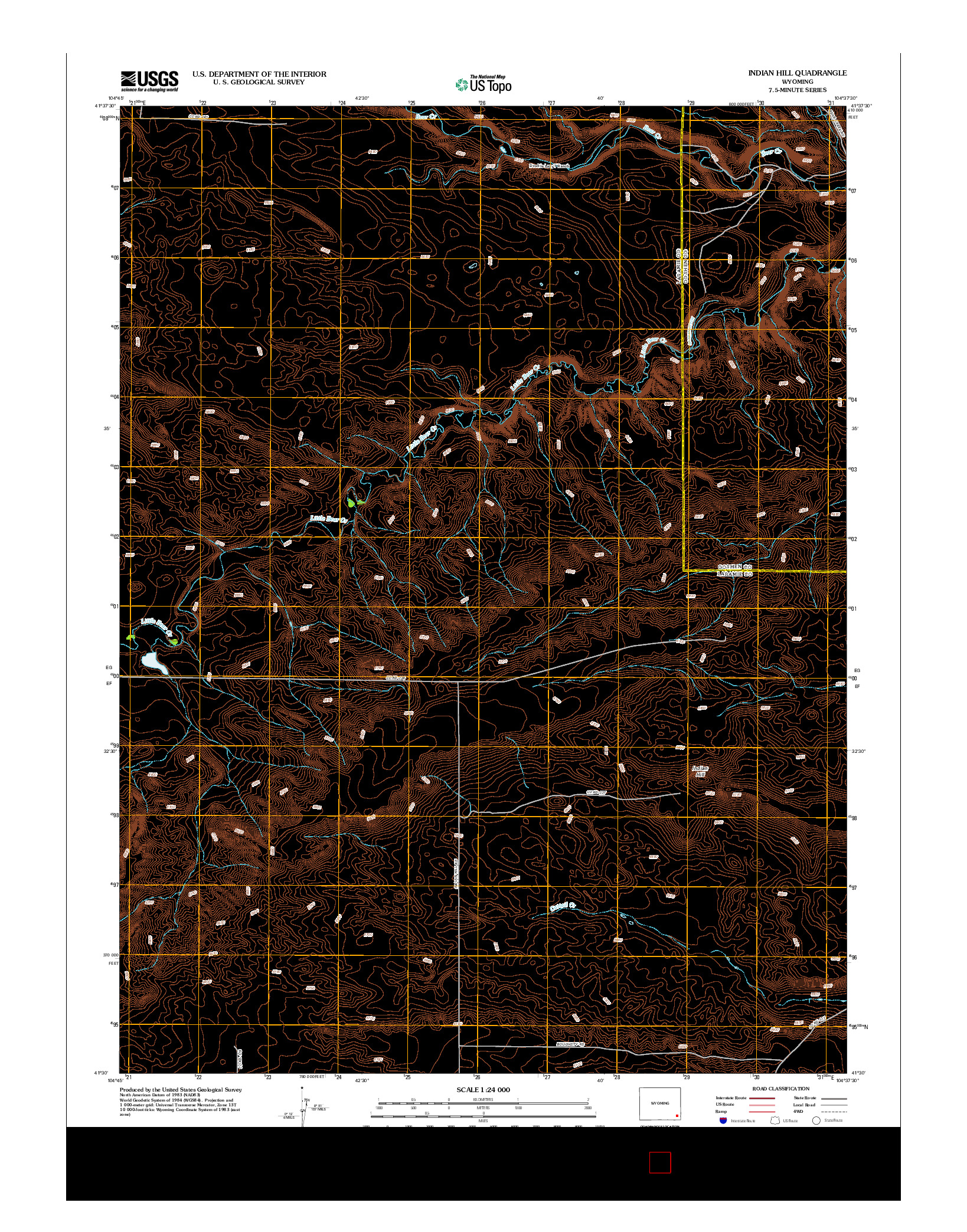 USGS US TOPO 7.5-MINUTE MAP FOR INDIAN HILL, WY 2012
