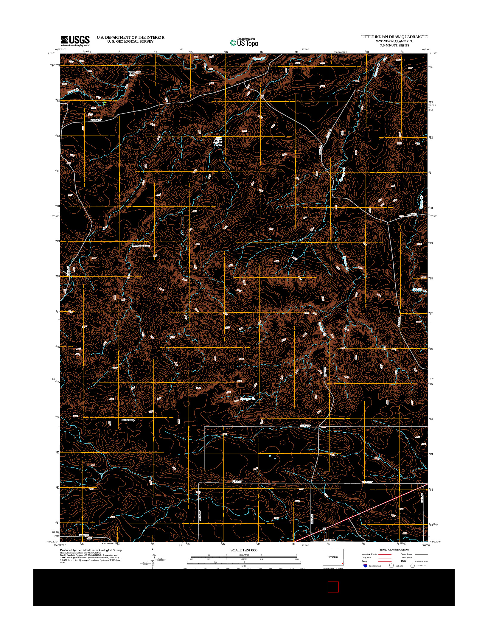 USGS US TOPO 7.5-MINUTE MAP FOR LITTLE INDIAN DRAW, WY 2012