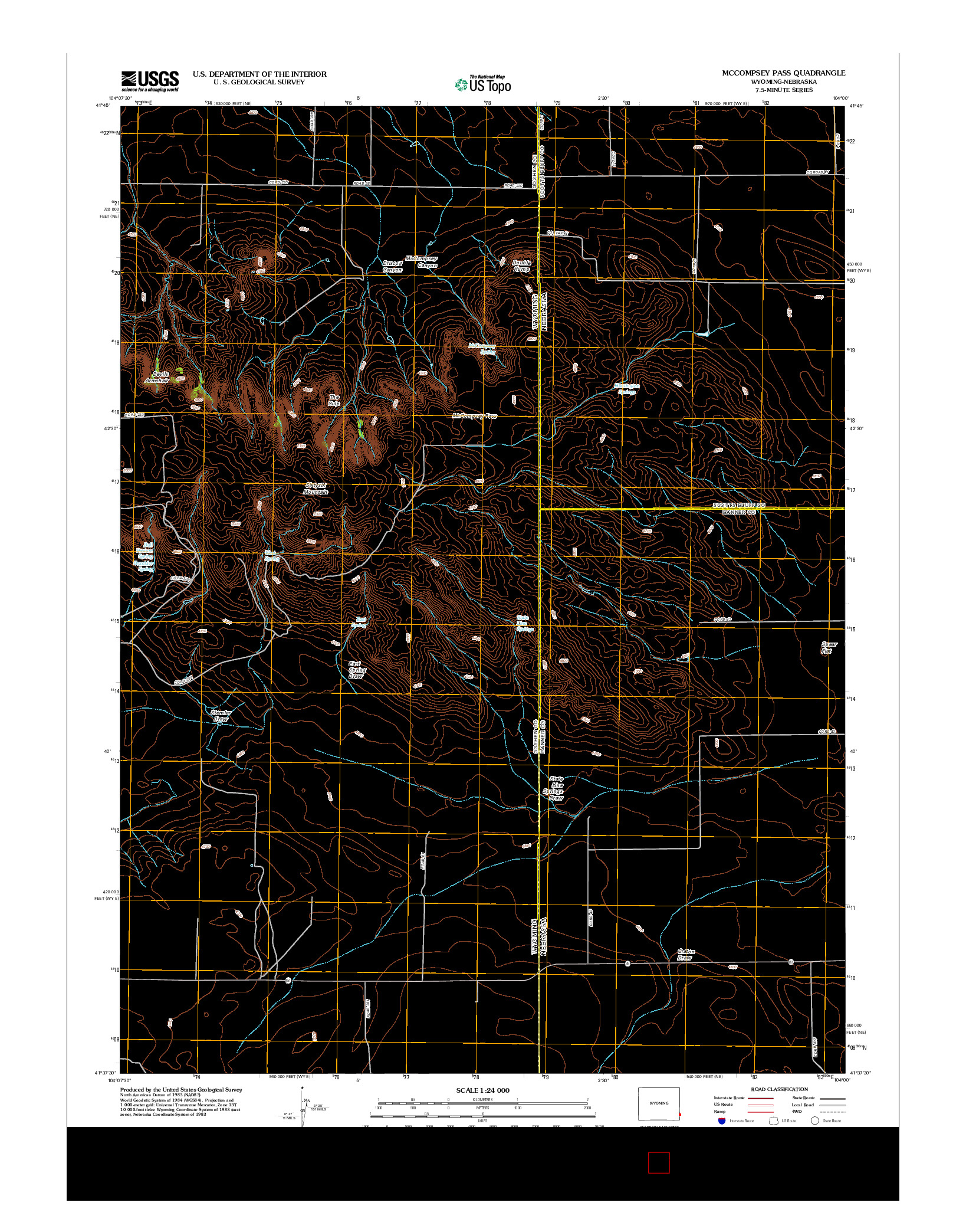 USGS US TOPO 7.5-MINUTE MAP FOR MCCOMPSEY PASS, WY-NE 2012