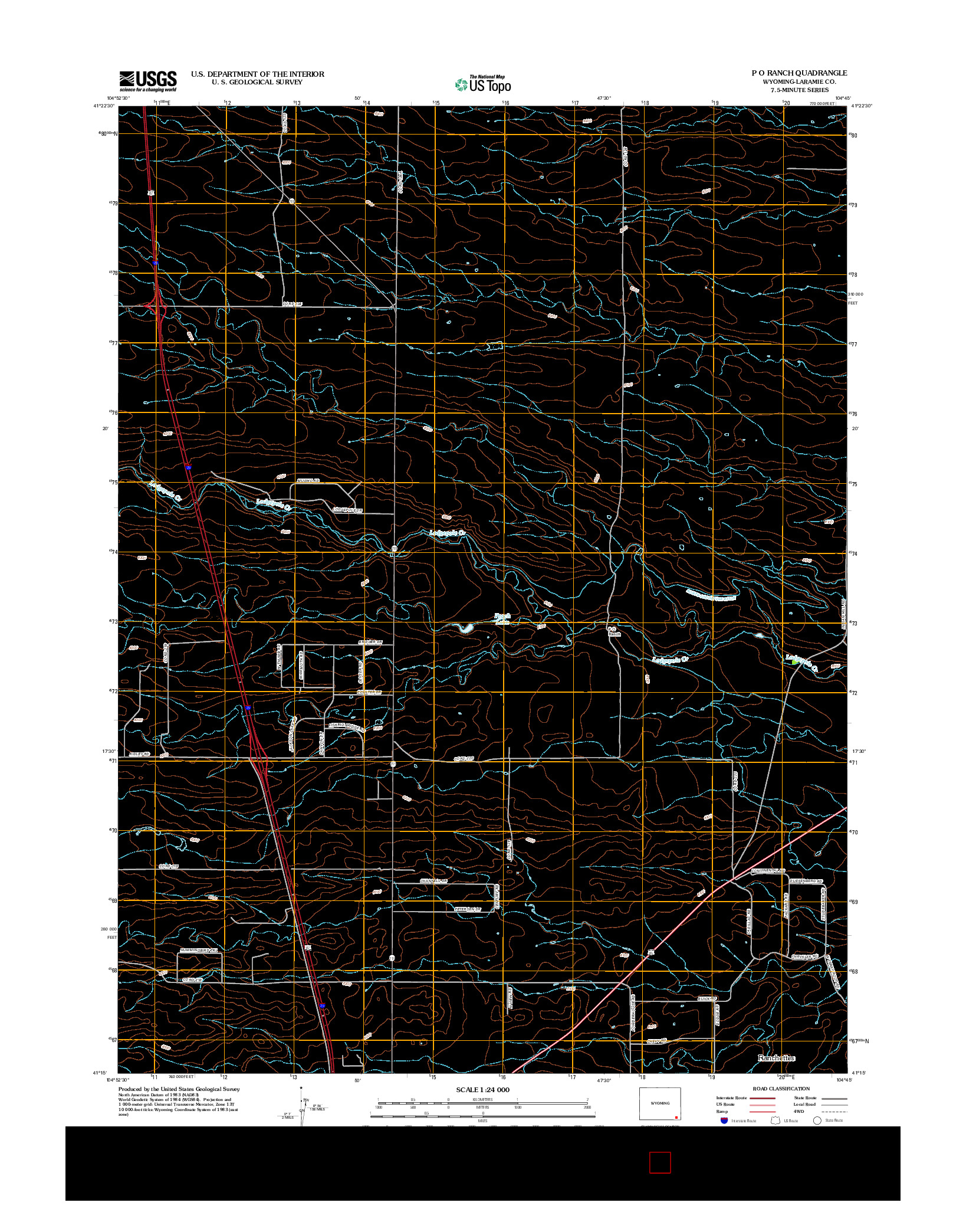 USGS US TOPO 7.5-MINUTE MAP FOR P O RANCH, WY 2012