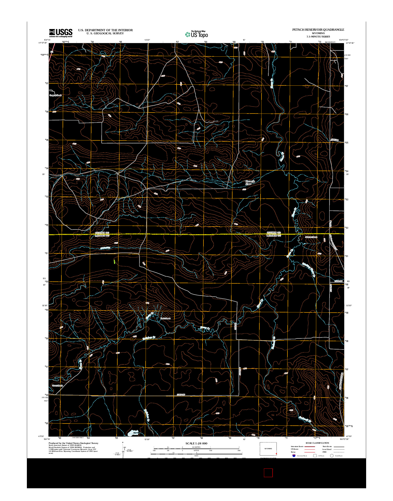 USGS US TOPO 7.5-MINUTE MAP FOR PETSCH RESERVOIR, WY 2012