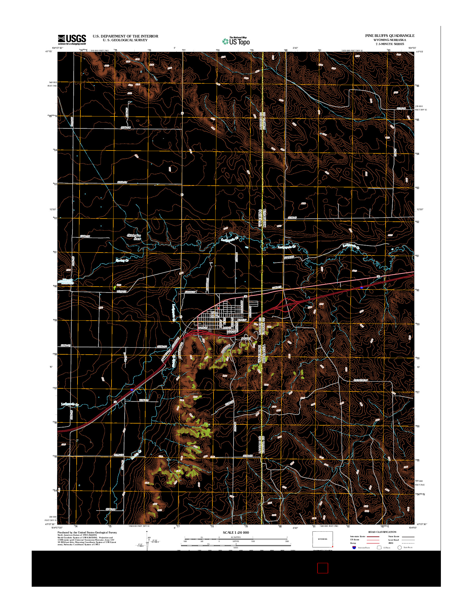USGS US TOPO 7.5-MINUTE MAP FOR PINE BLUFFS, WY-NE 2012