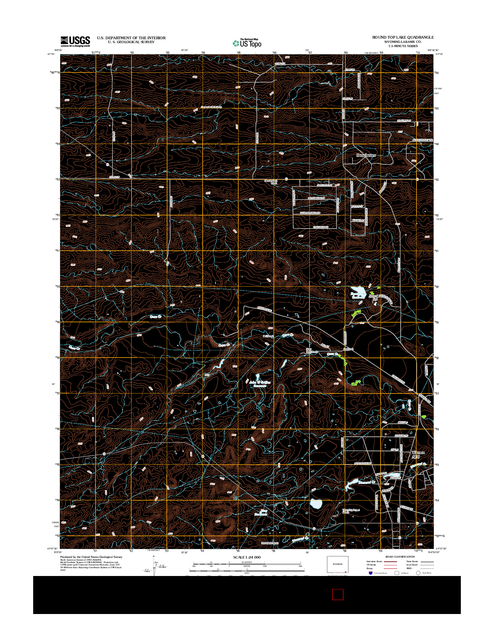 USGS US TOPO 7.5-MINUTE MAP FOR ROUND TOP LAKE, WY 2012