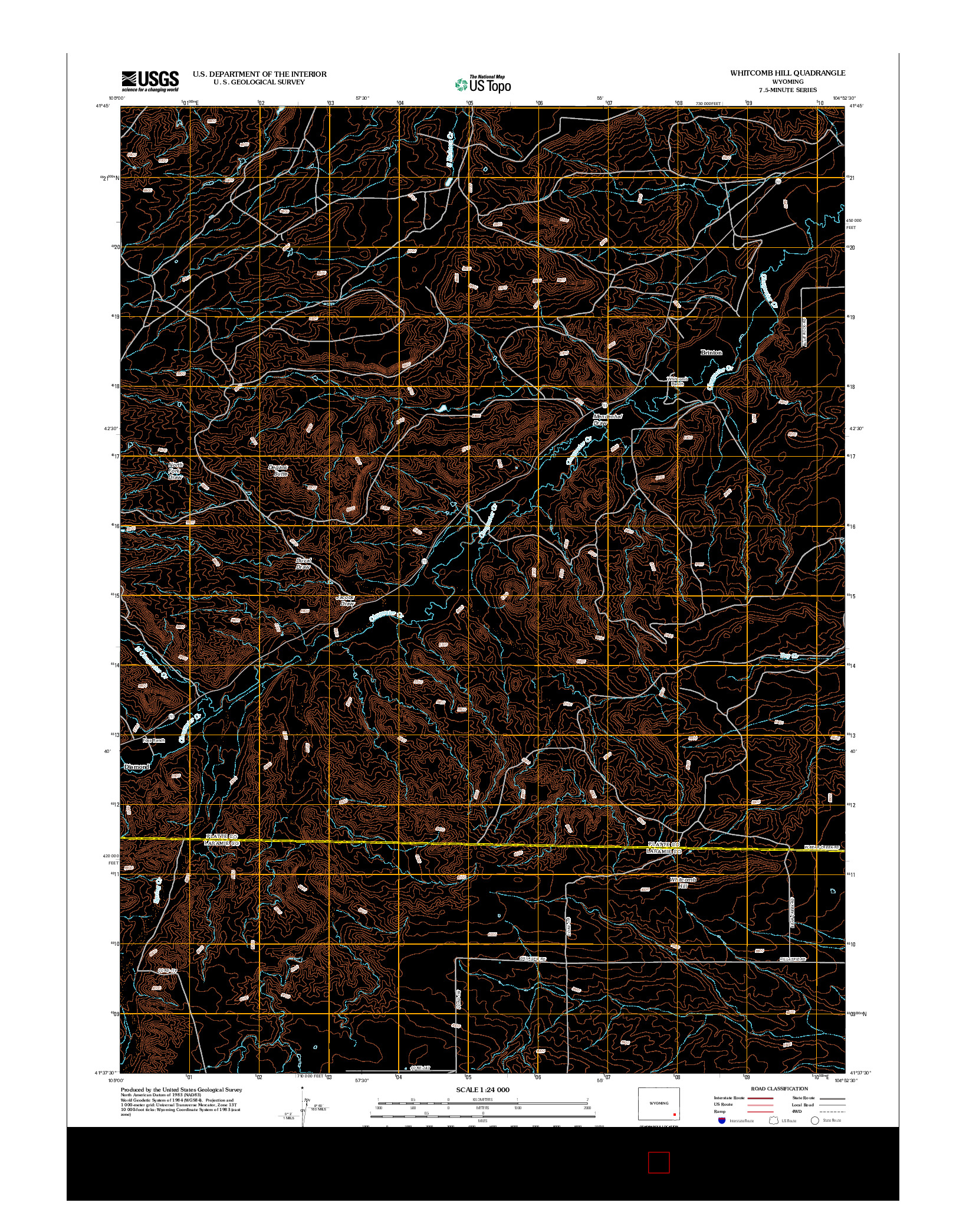 USGS US TOPO 7.5-MINUTE MAP FOR WHITCOMB HILL, WY 2012