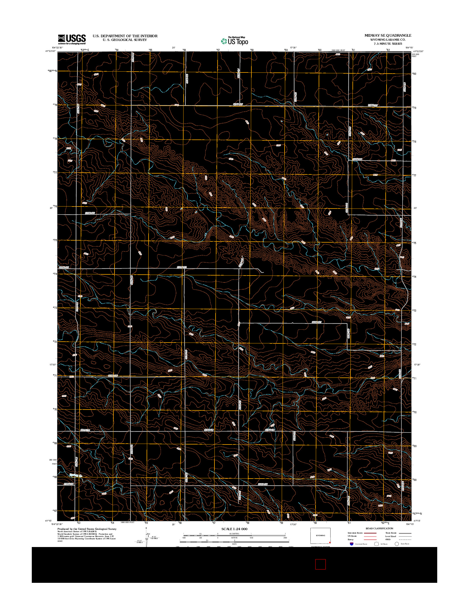 USGS US TOPO 7.5-MINUTE MAP FOR MIDWAY SE, WY 2012