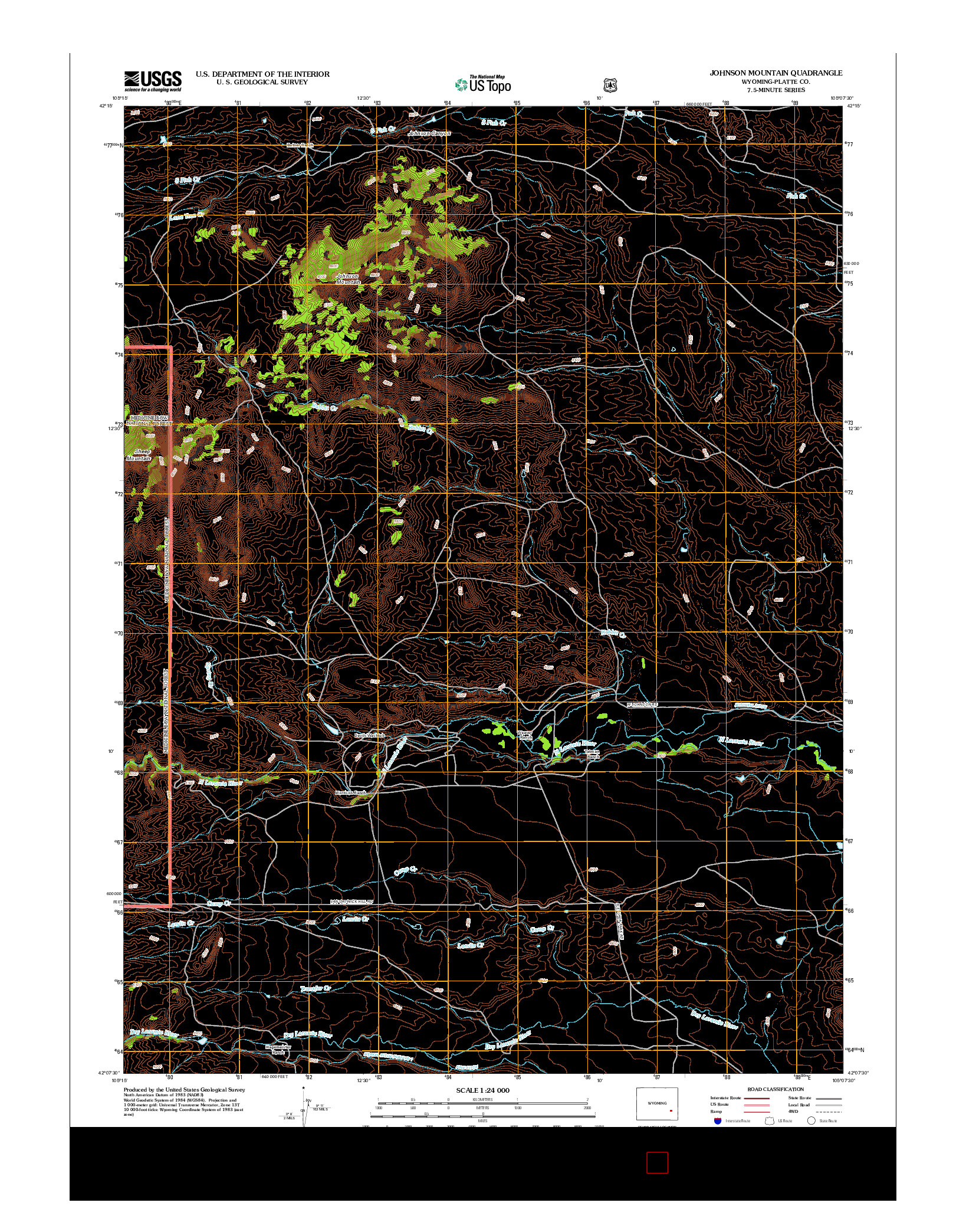 USGS US TOPO 7.5-MINUTE MAP FOR JOHNSON MOUNTAIN, WY 2012