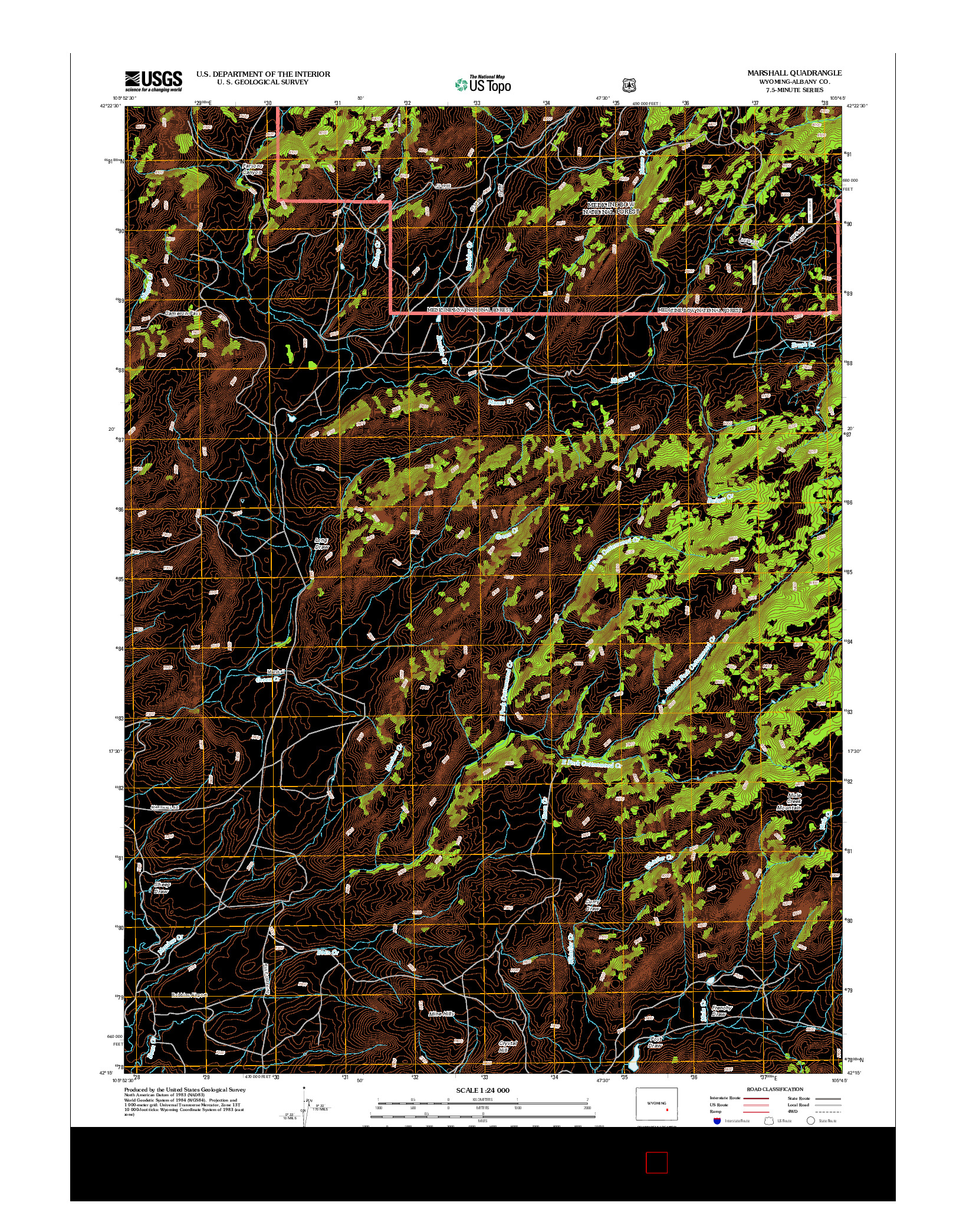 USGS US TOPO 7.5-MINUTE MAP FOR MARSHALL, WY 2012