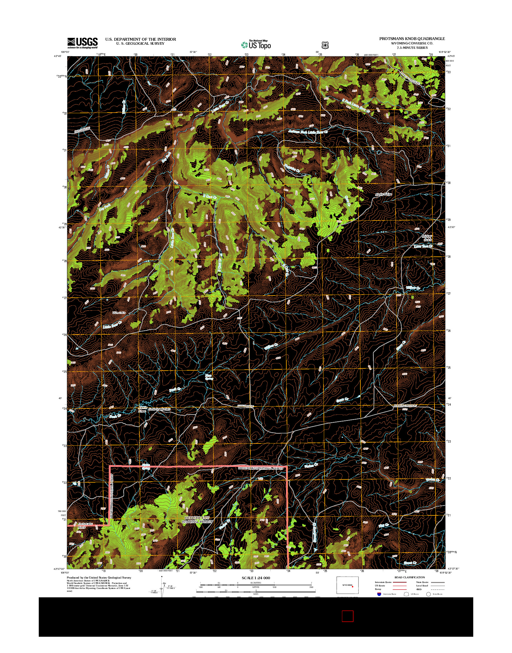 USGS US TOPO 7.5-MINUTE MAP FOR PROTSMANS KNOB, WY 2012