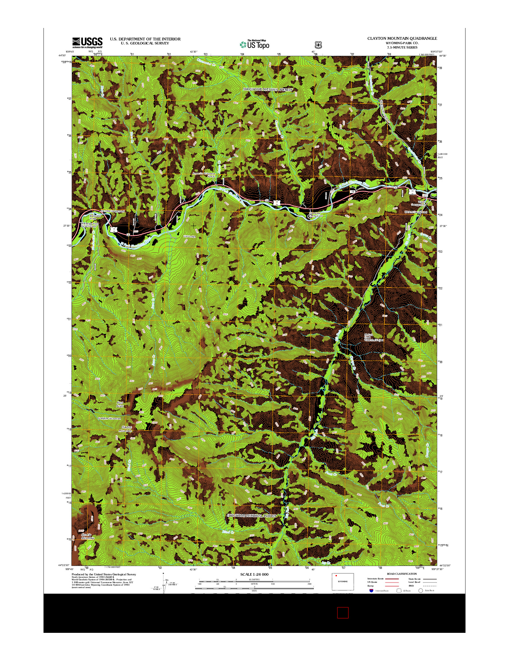 USGS US TOPO 7.5-MINUTE MAP FOR CLAYTON MOUNTAIN, WY 2012