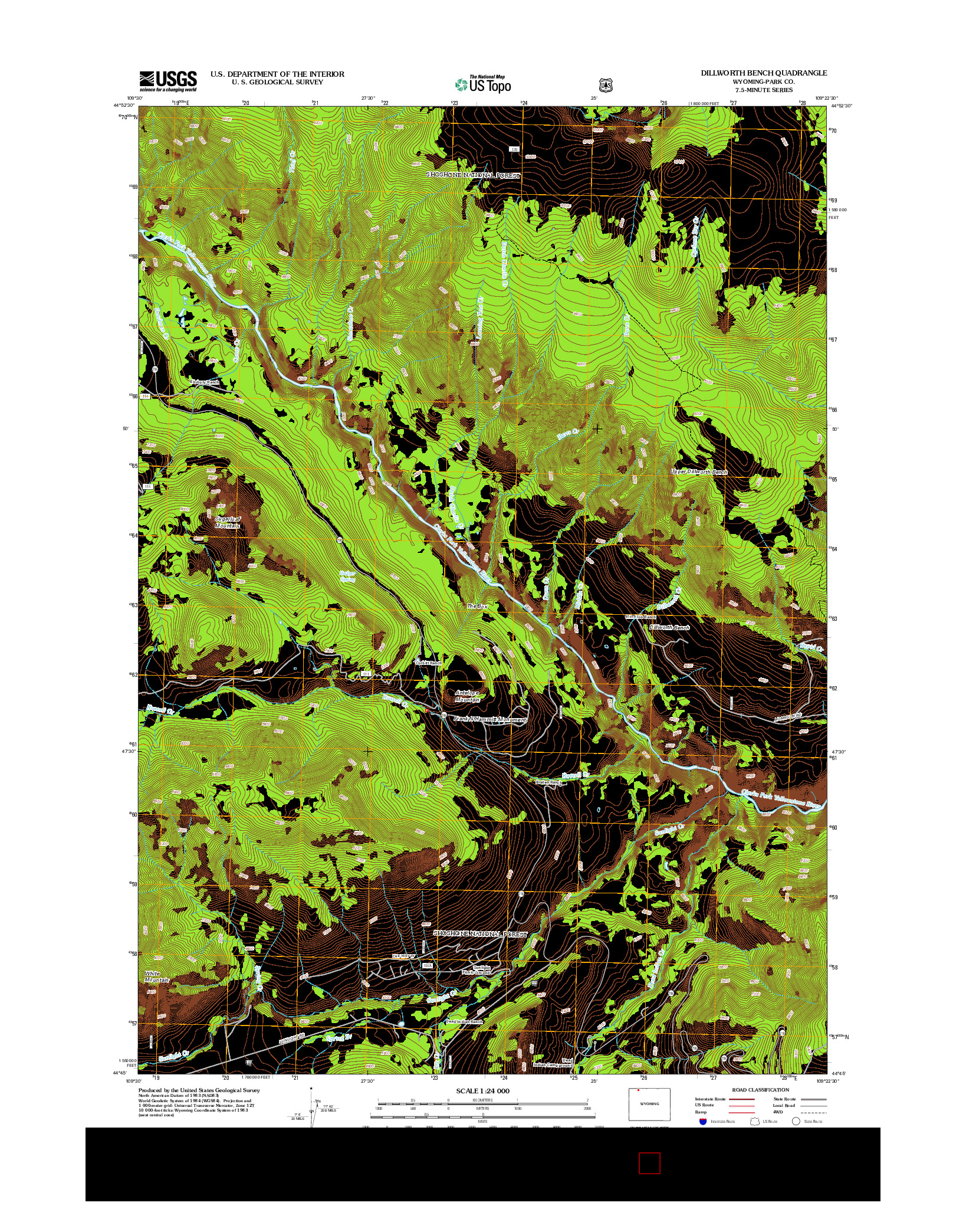 USGS US TOPO 7.5-MINUTE MAP FOR DILLWORTH BENCH, WY 2012