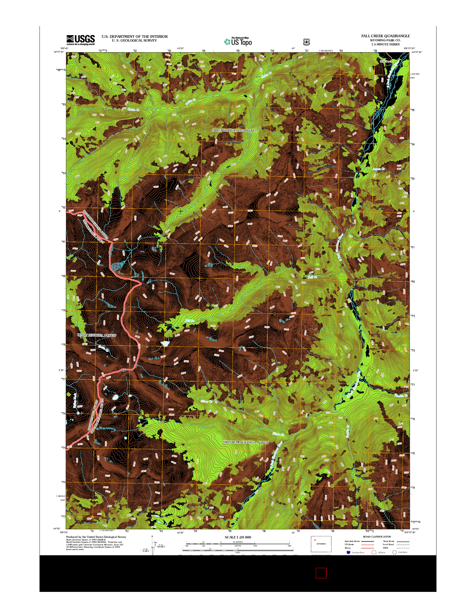 USGS US TOPO 7.5-MINUTE MAP FOR FALL CREEK, WY 2012