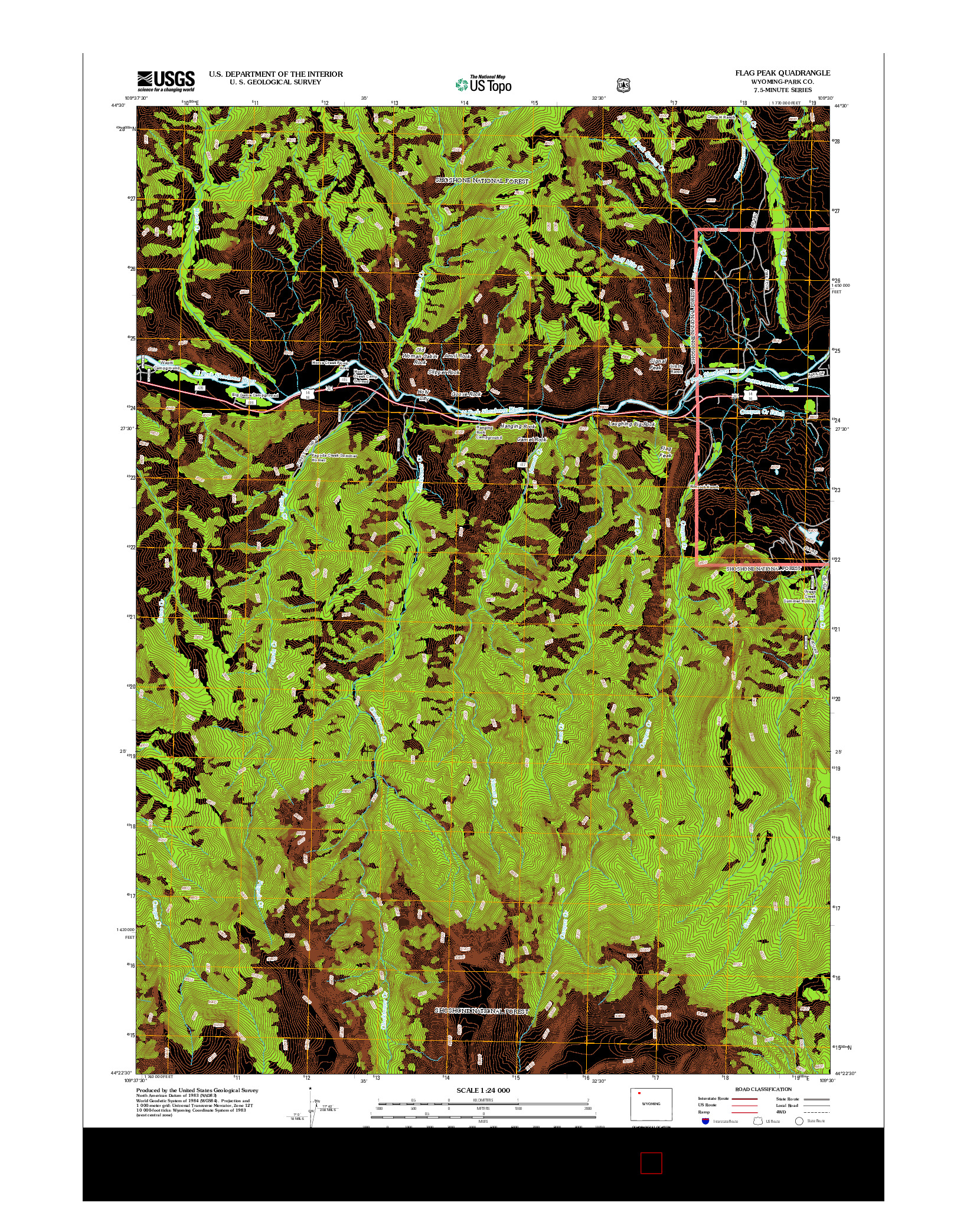 USGS US TOPO 7.5-MINUTE MAP FOR FLAG PEAK, WY 2012